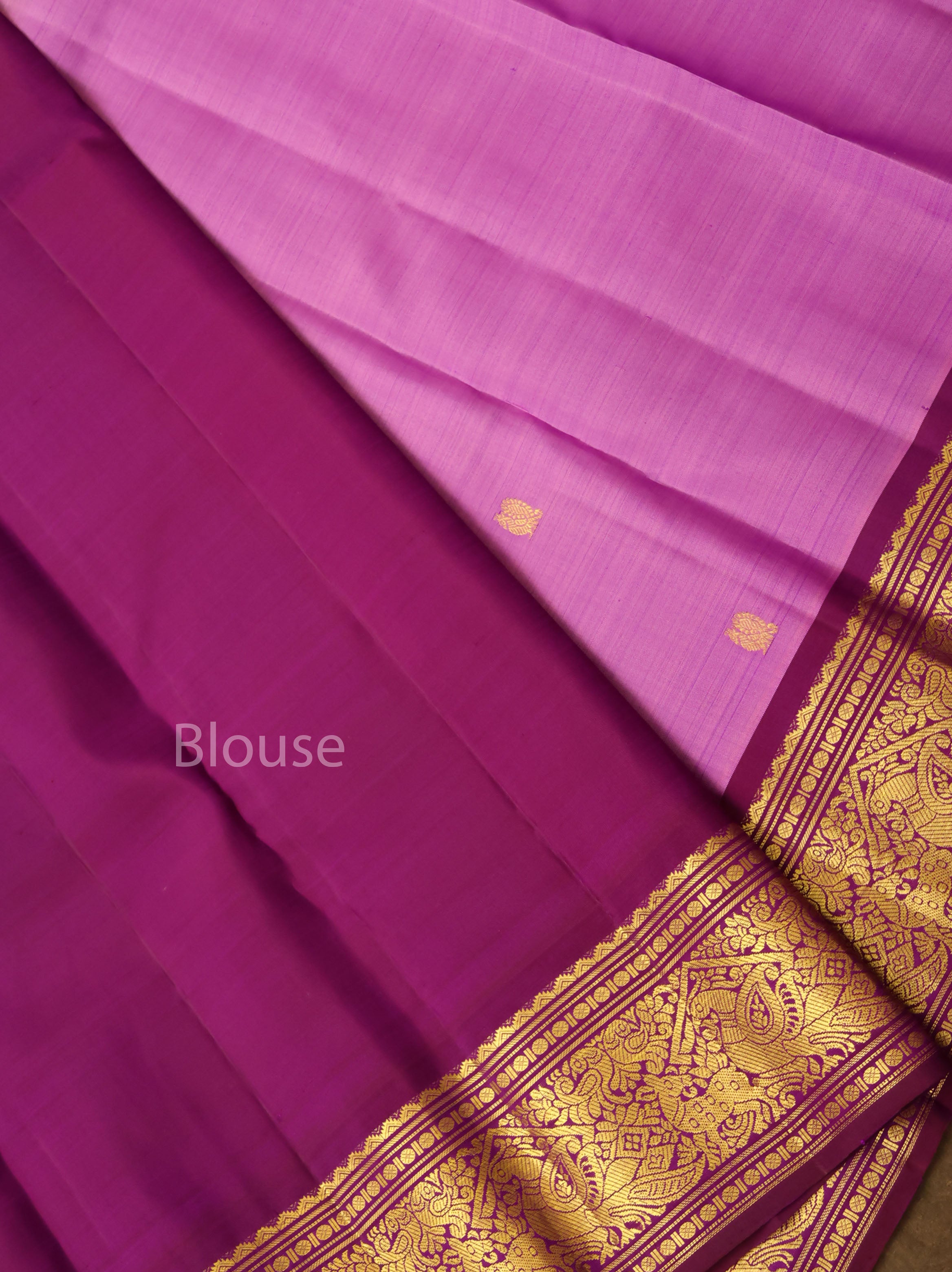 Pink With Purple Pure Kanchivaram Silk Saree