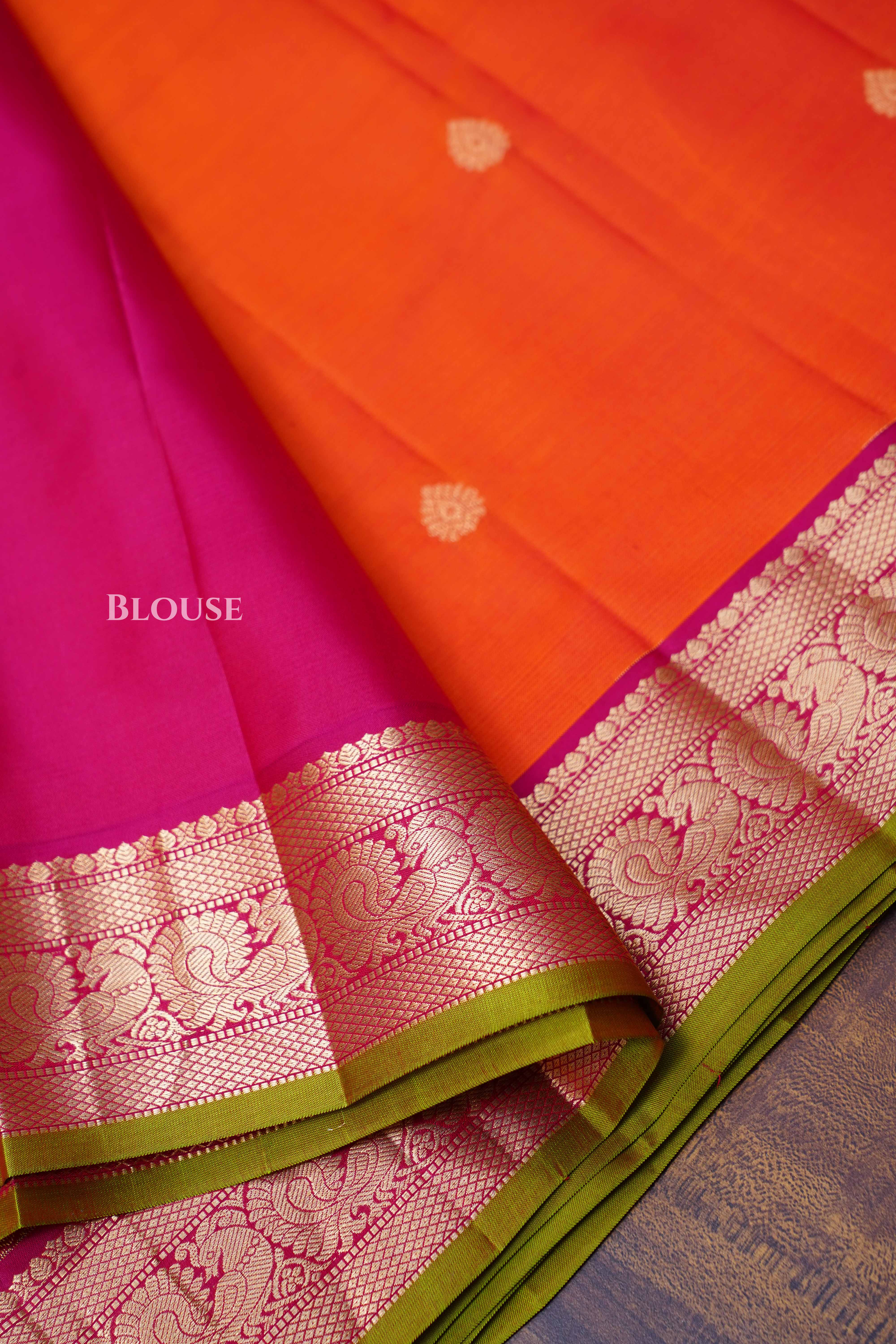 Tomato Orange Pure Kanchivaram Silk Saree