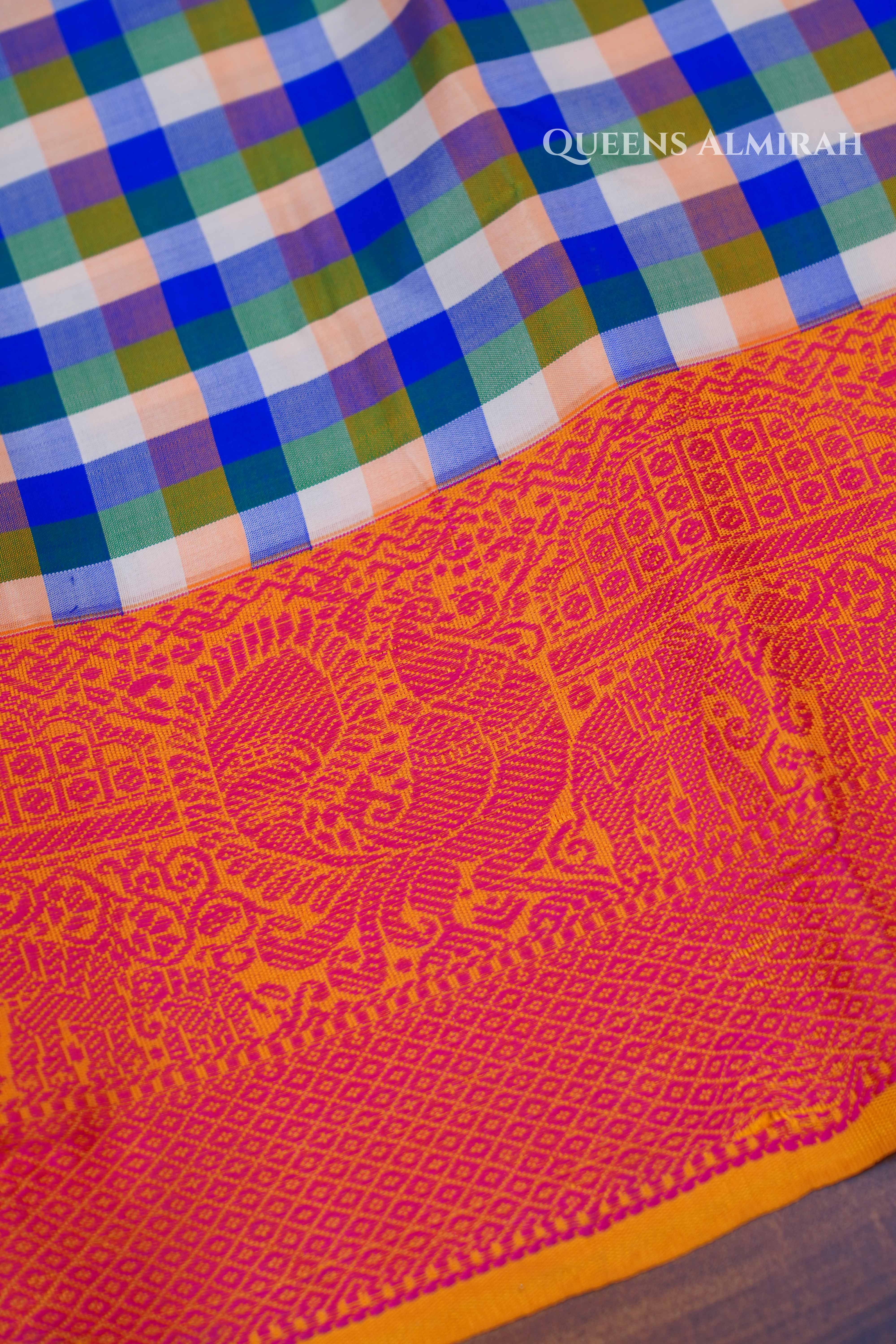 Multi Checks Kuravanji Silk Saree 6