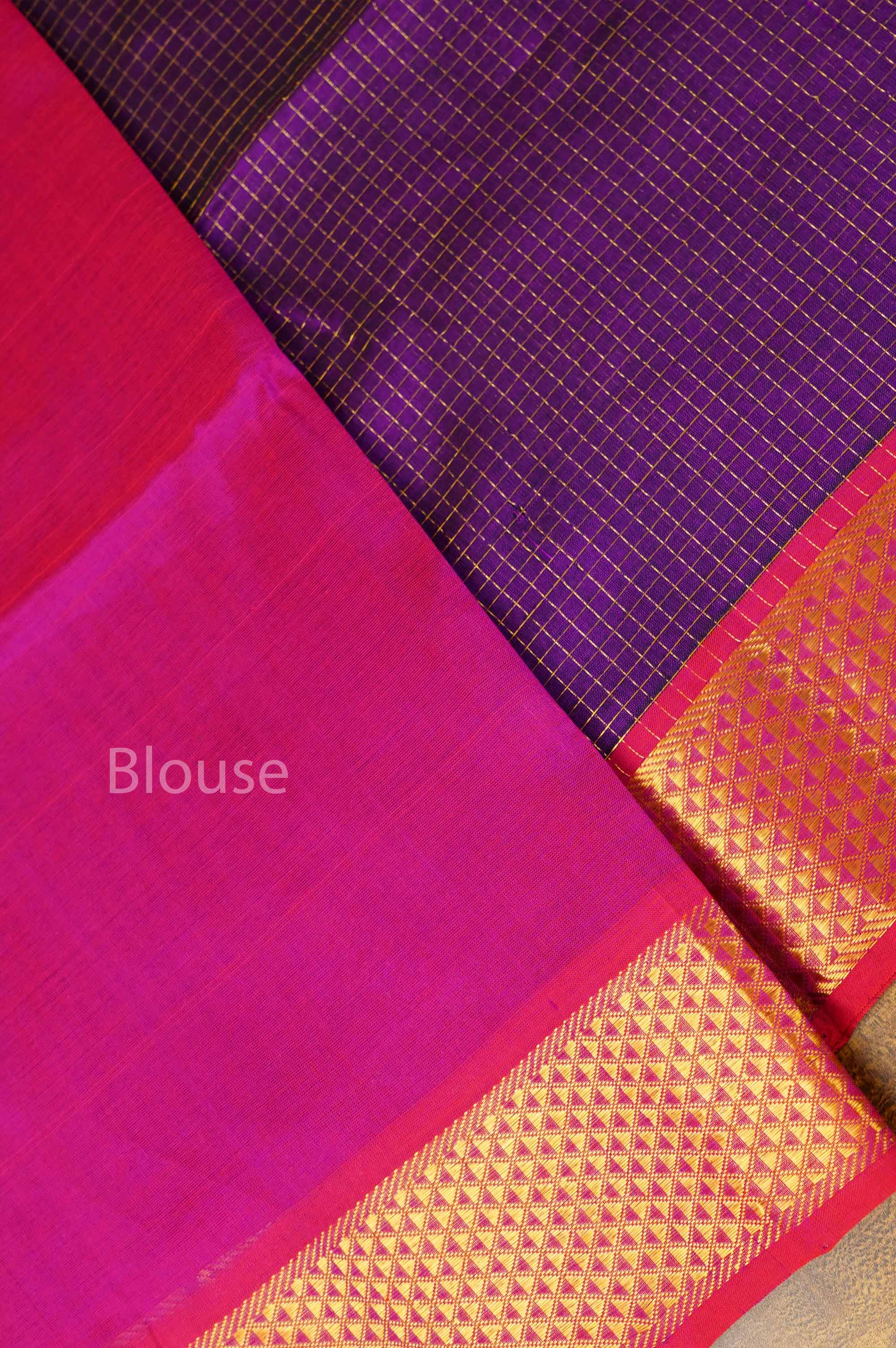 Purple With Pink Pure Silk Cotton Saree