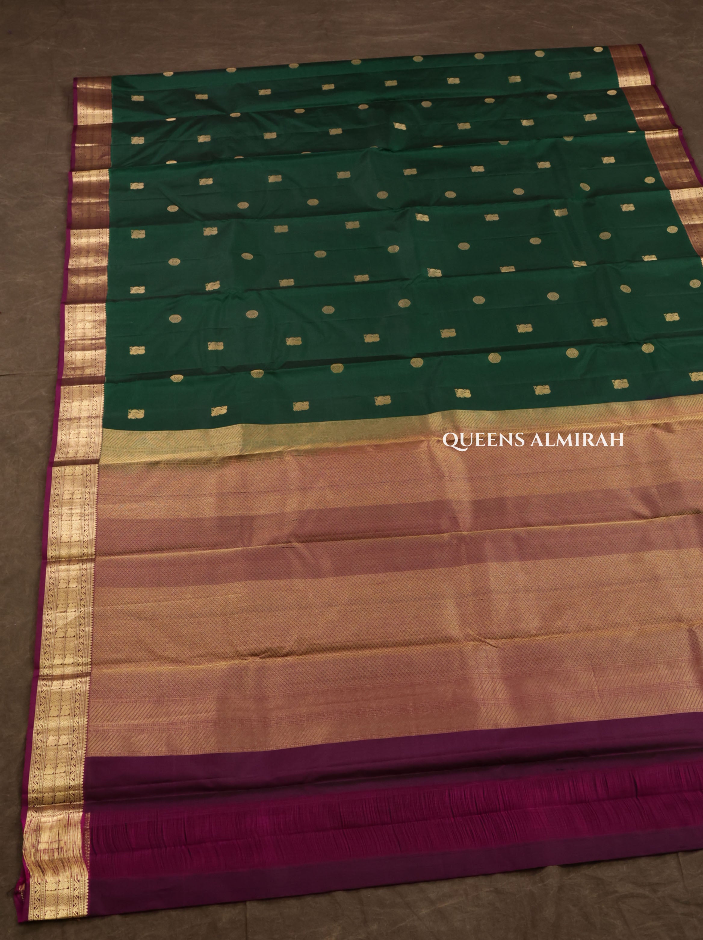 Meenakshi Green With Purple Pure Kanchivaram Silk Saree