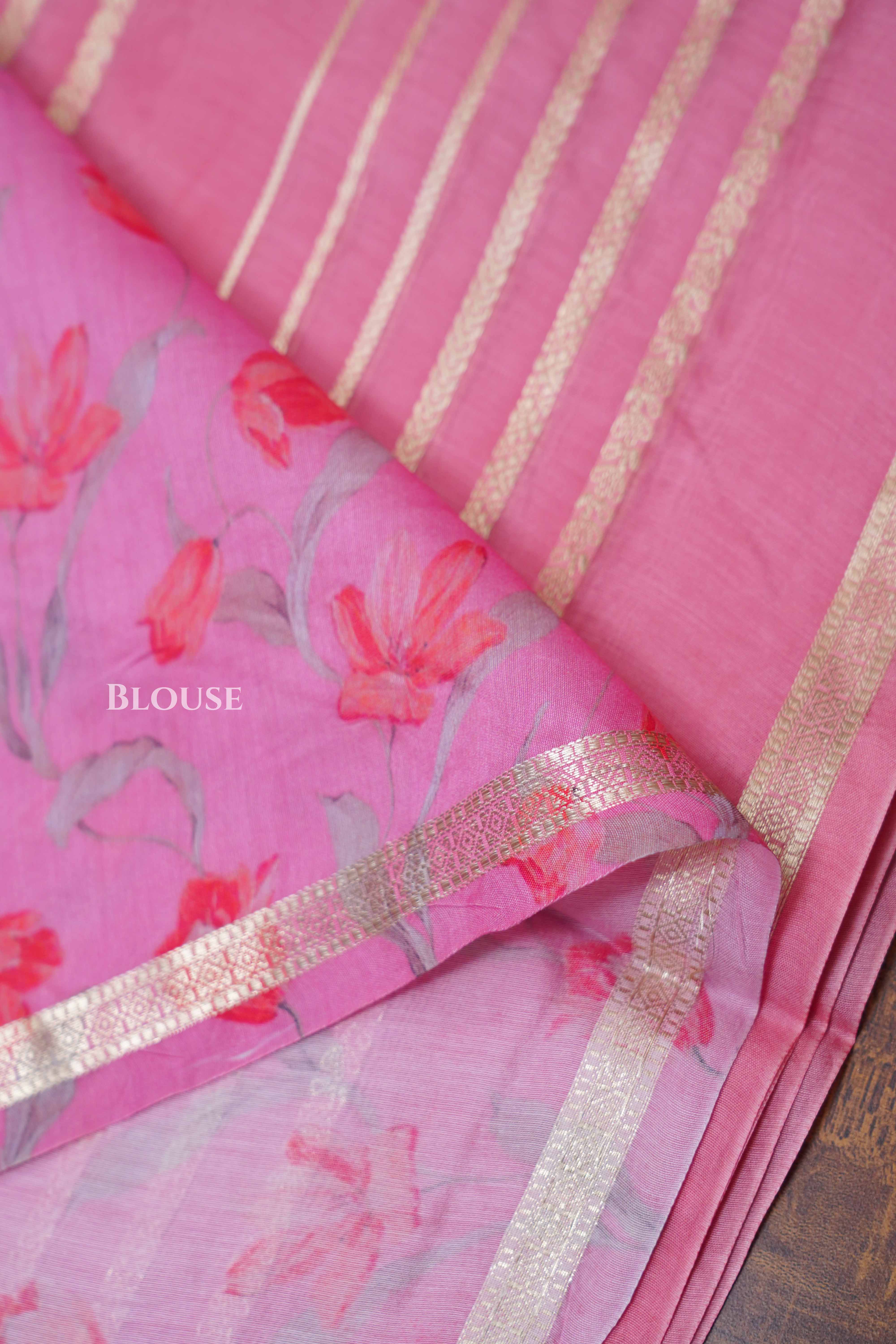 Pink Chanderi Silk Cotton Saree
