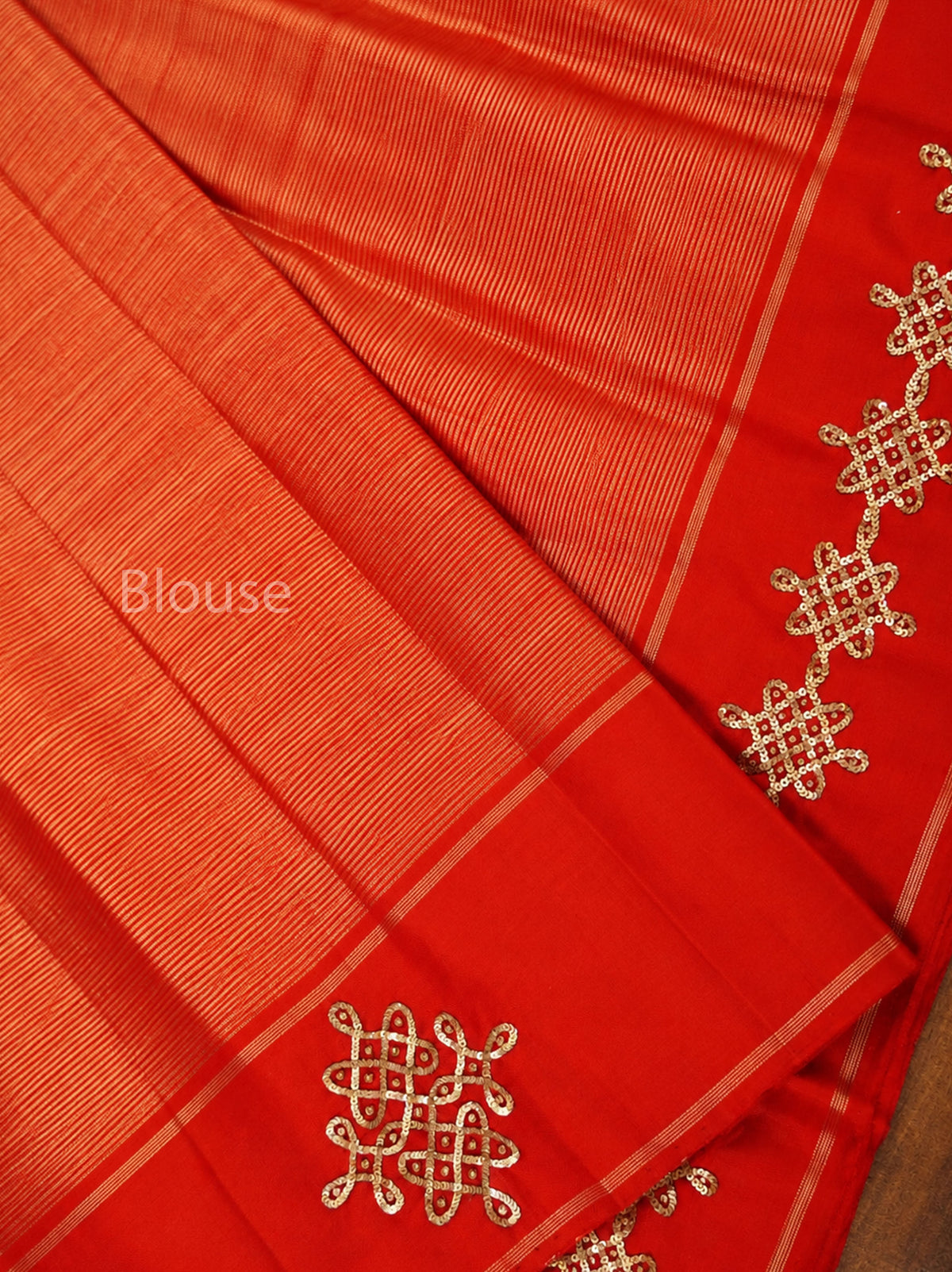 Bright Orange Kolam Pure Kanchivaram Designer Silk Saree