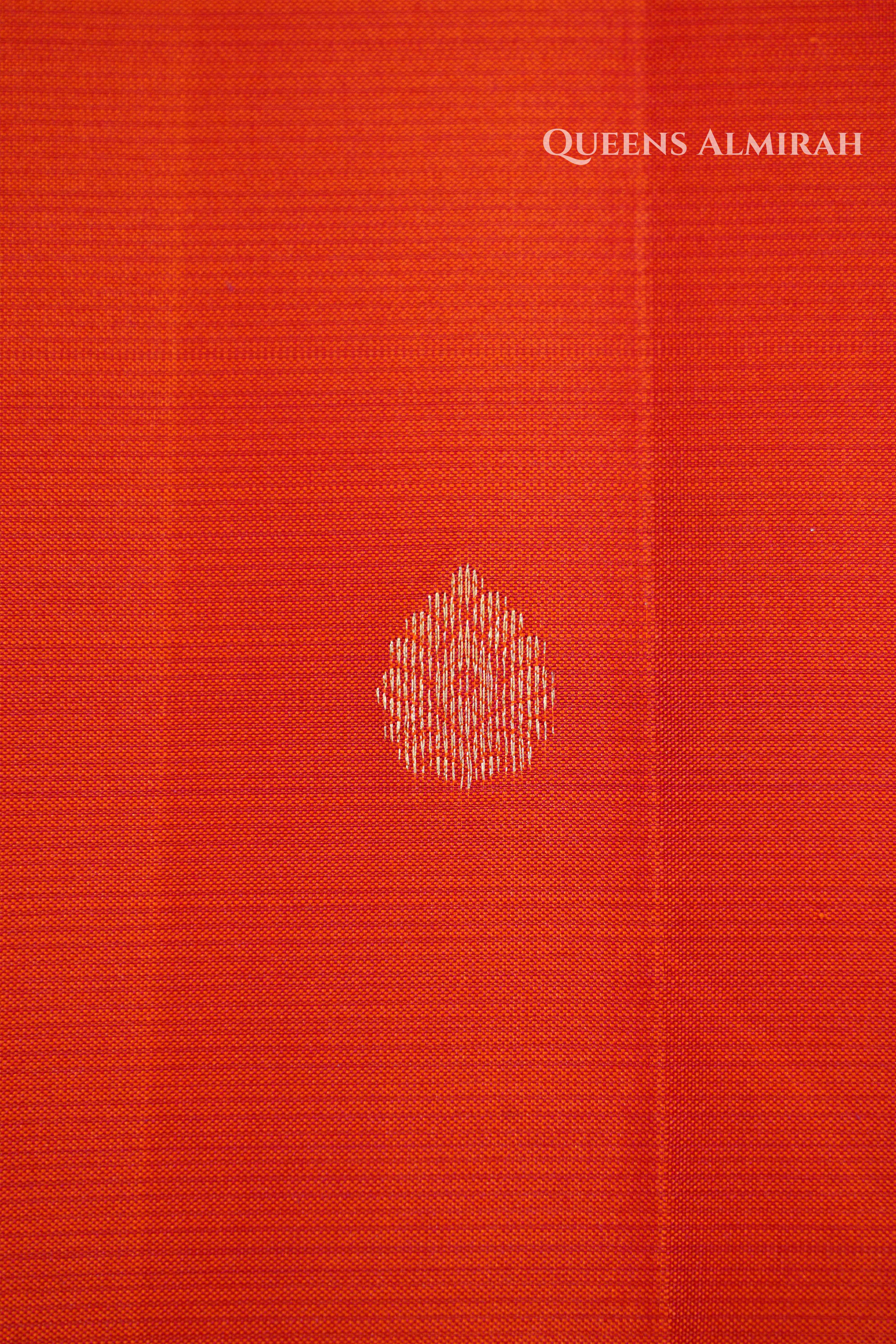 Tomato Orange Pure Kanchivaram Silk Saree