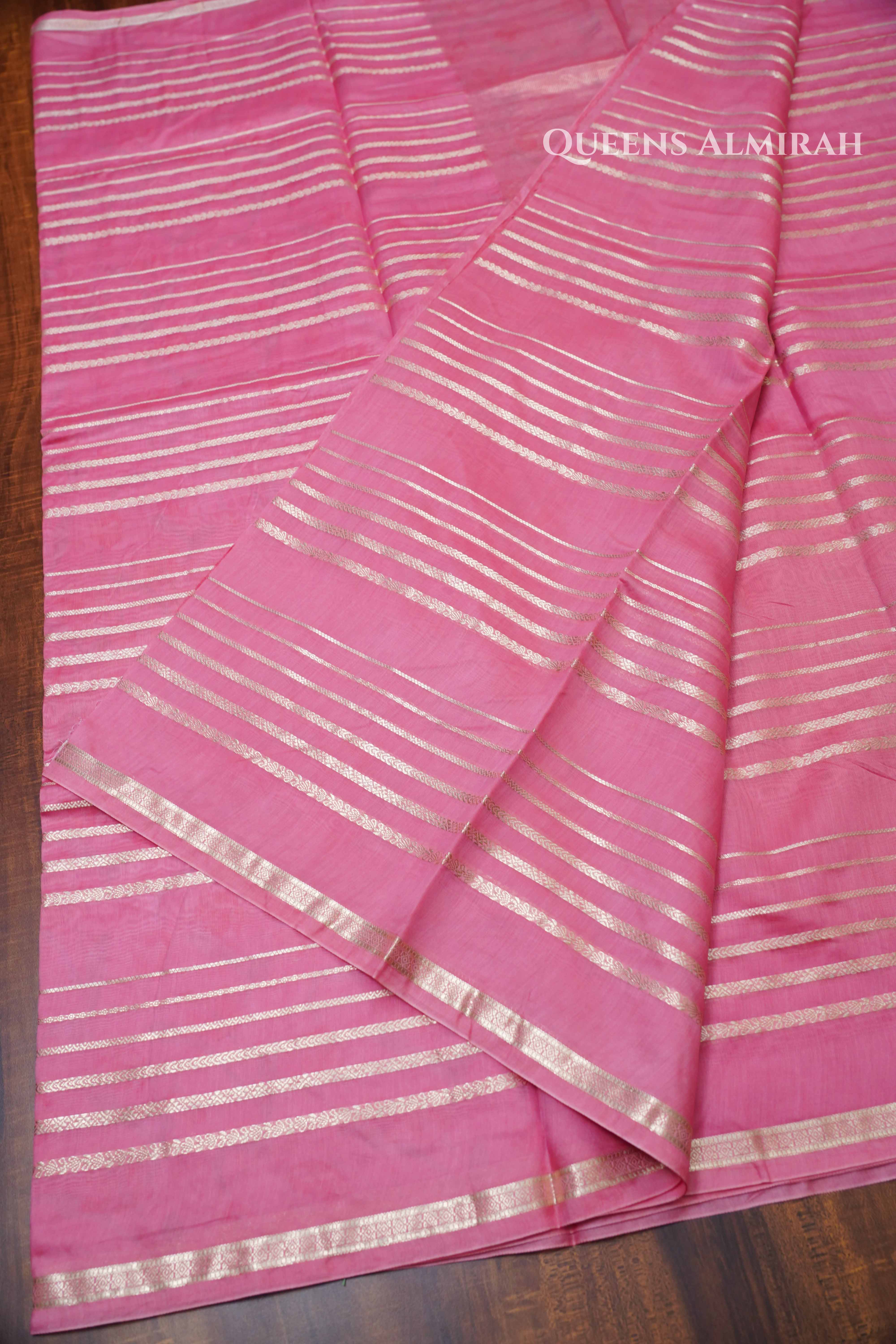 Pink Chanderi Silk Cotton Saree