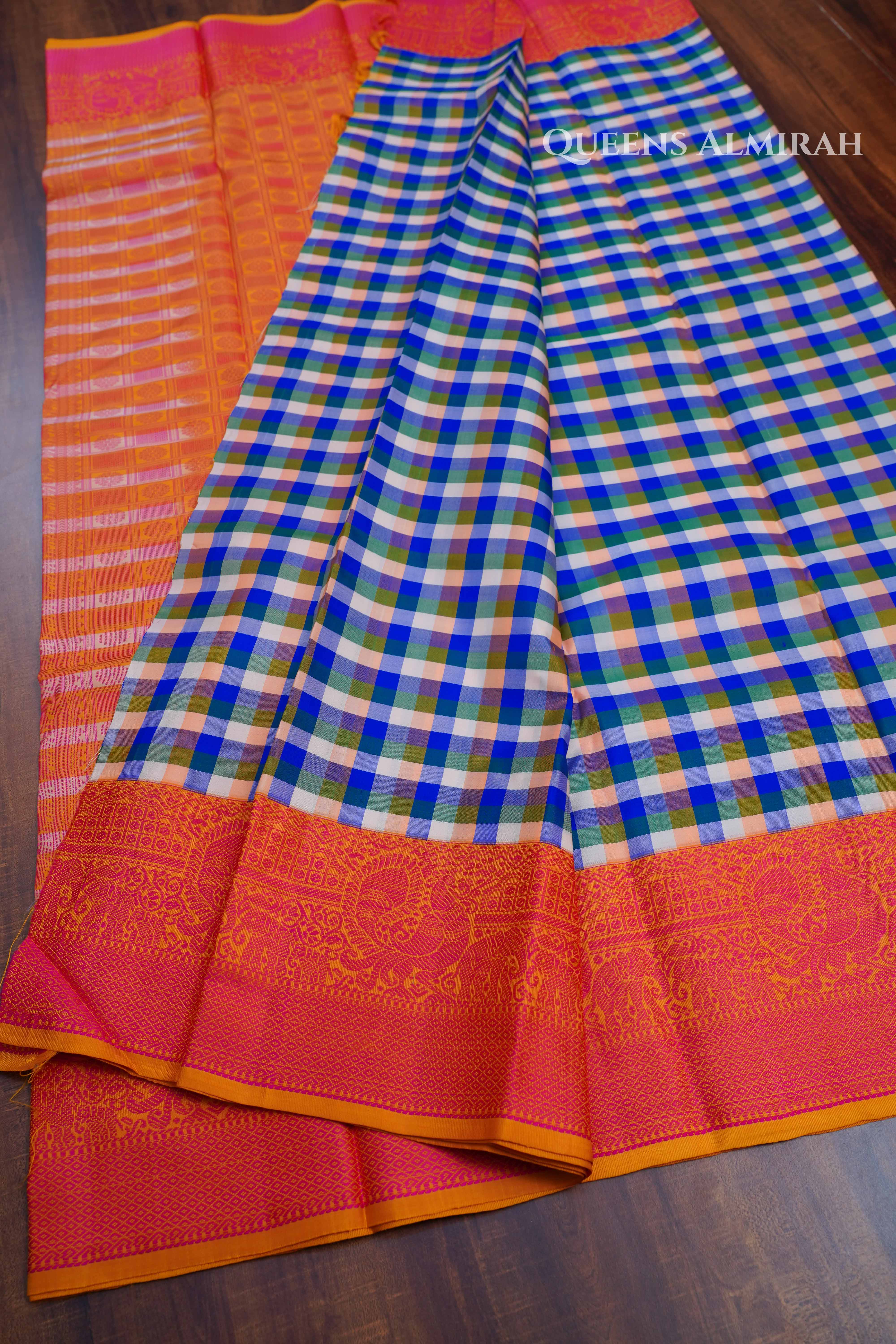 Multi Checks Kuravanji Silk Saree 6