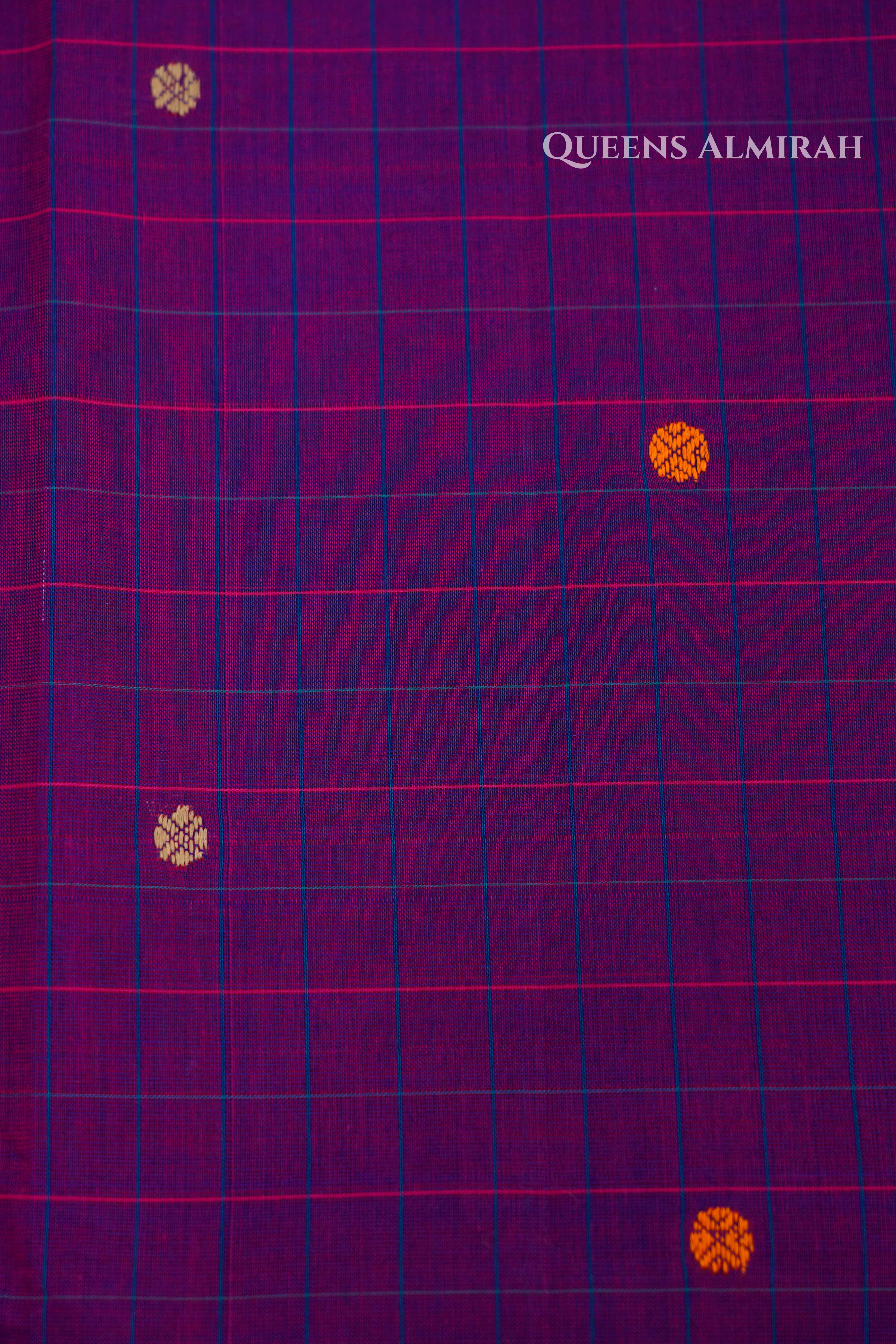 Purple With Pink And Blue Kanchi Cotton Saree