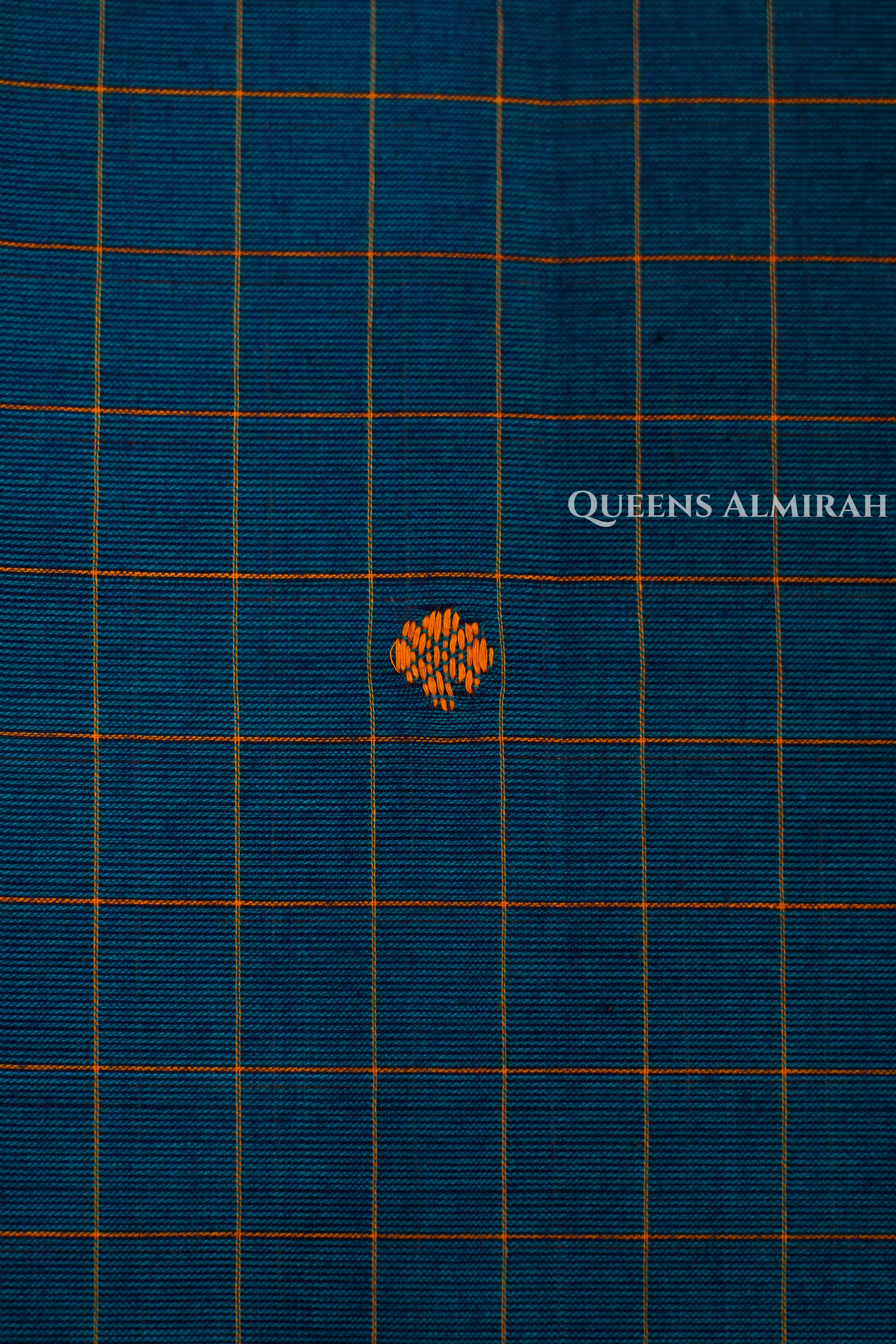 Royal Blue With Red Kanchi Cotton Saree