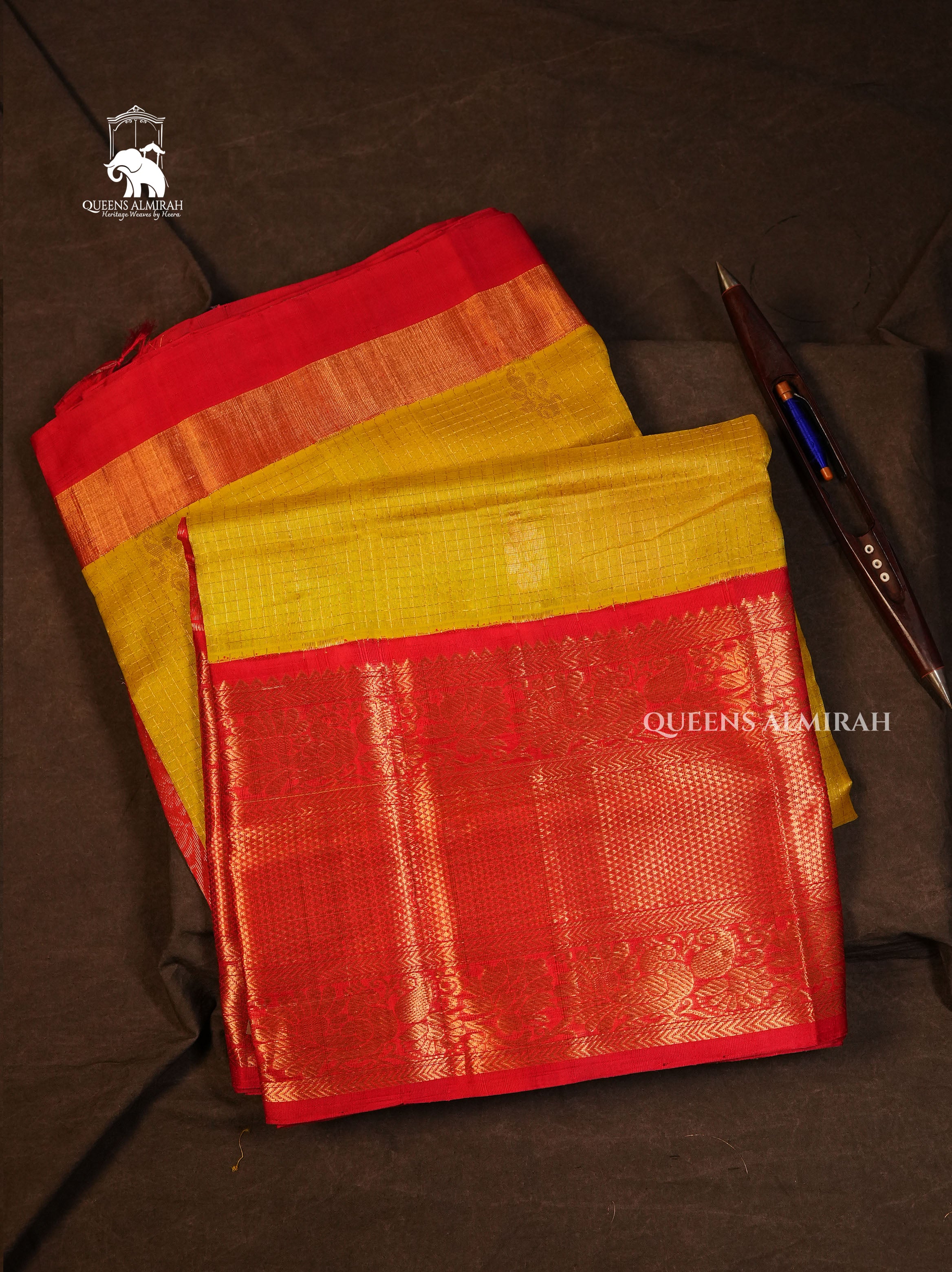 Yellow With Red Pure Silk Cotton Saree