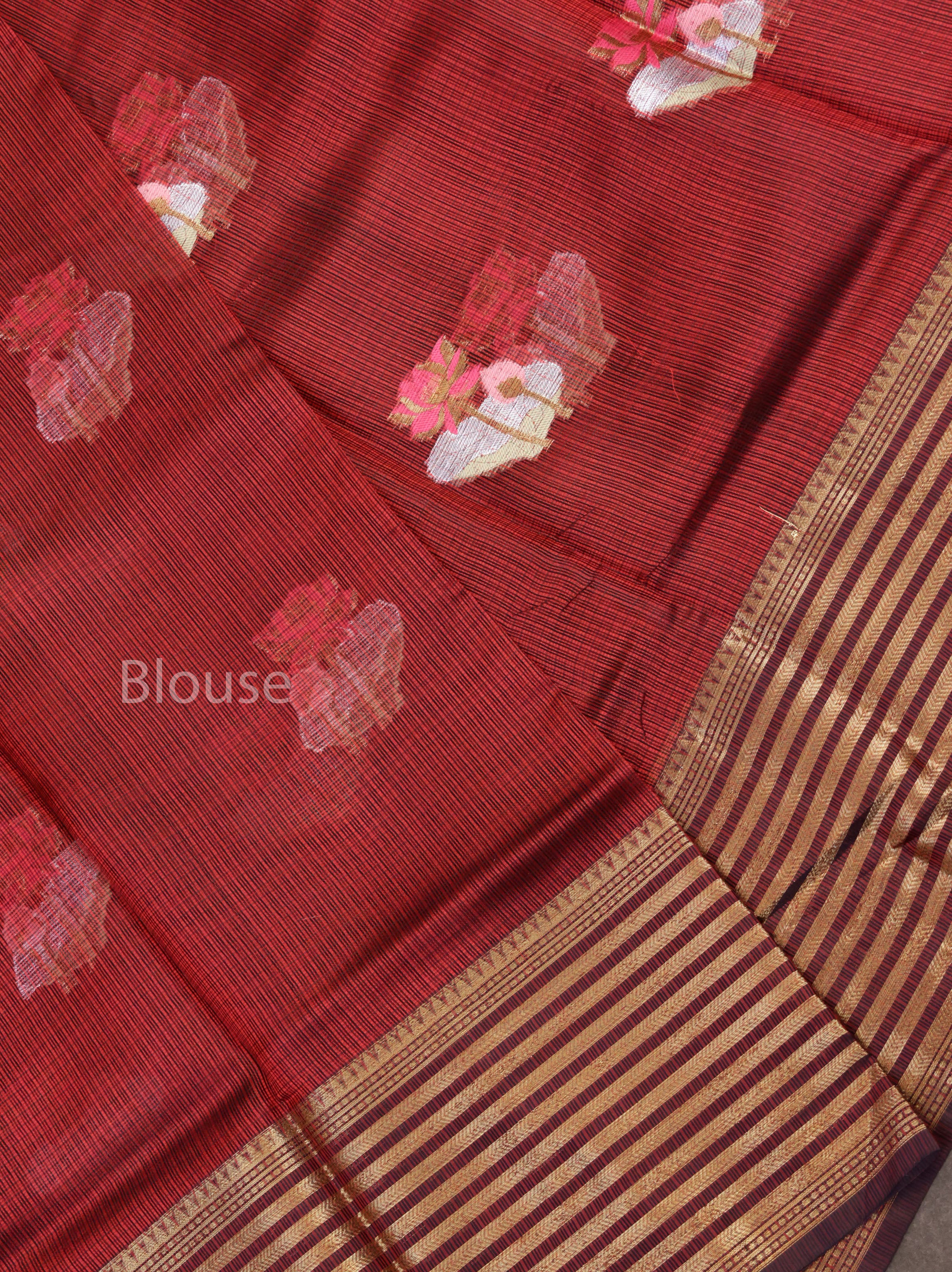 Maroon With Varisapet Border Pure Kota Silk Saree