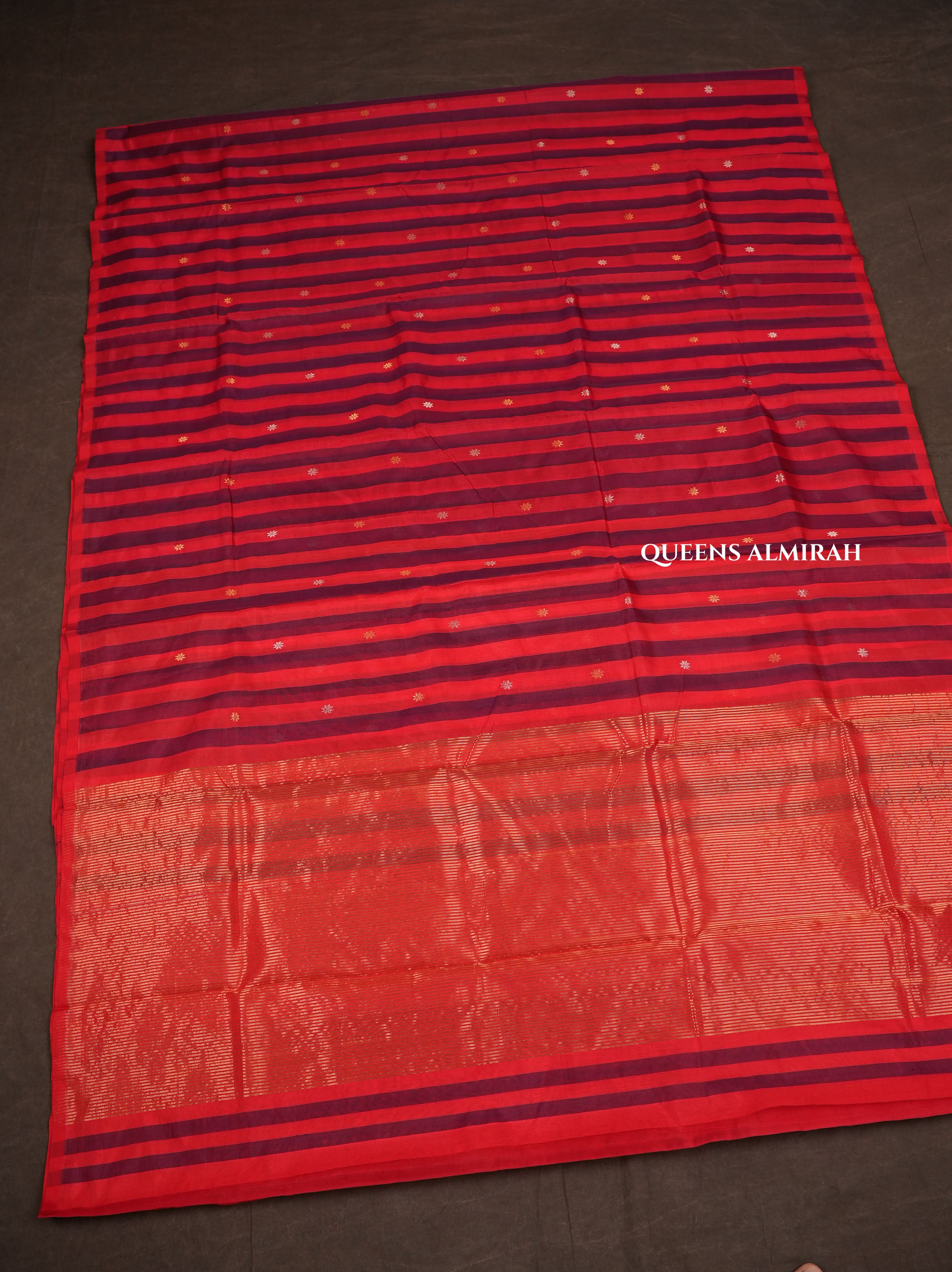 Red With Blue Chanderi Silk Saree
