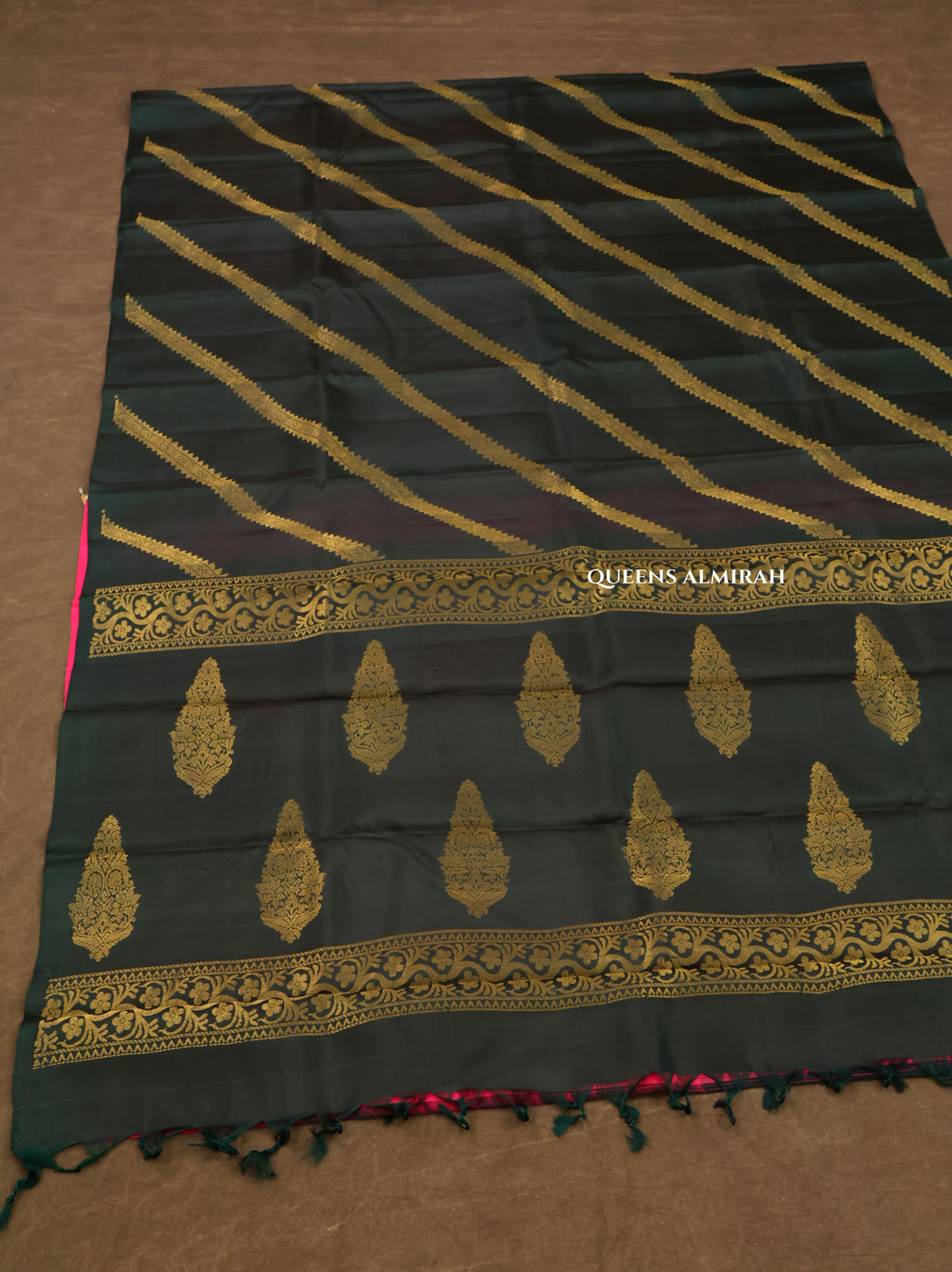 Dark Bottle Green Pure Kanchivaram Silk Saree
