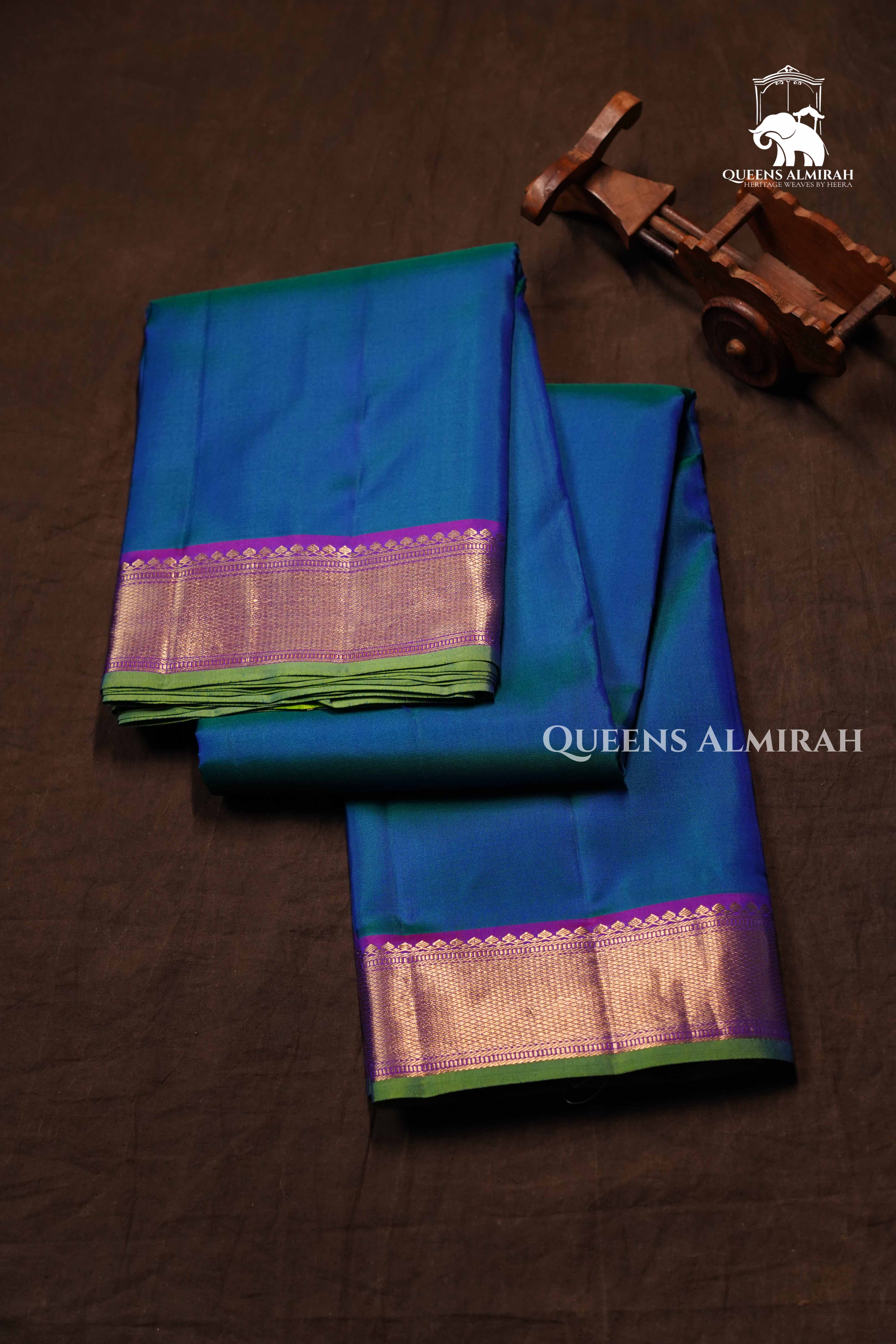 Peacock Blue Pure Kanchivaram Silk Saree