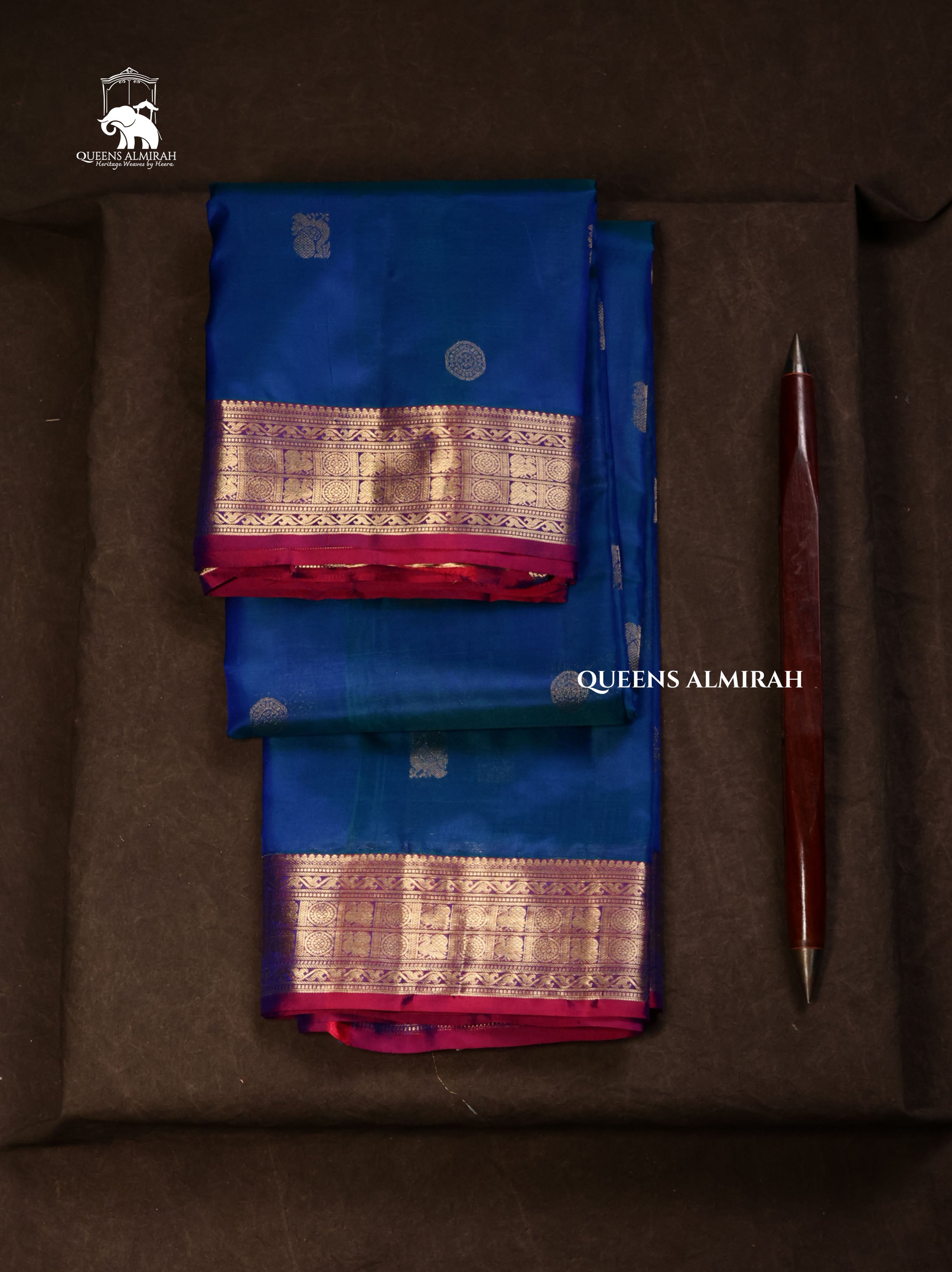 Peacock Blue With Purple Pure Kanchivaram Silk Saree