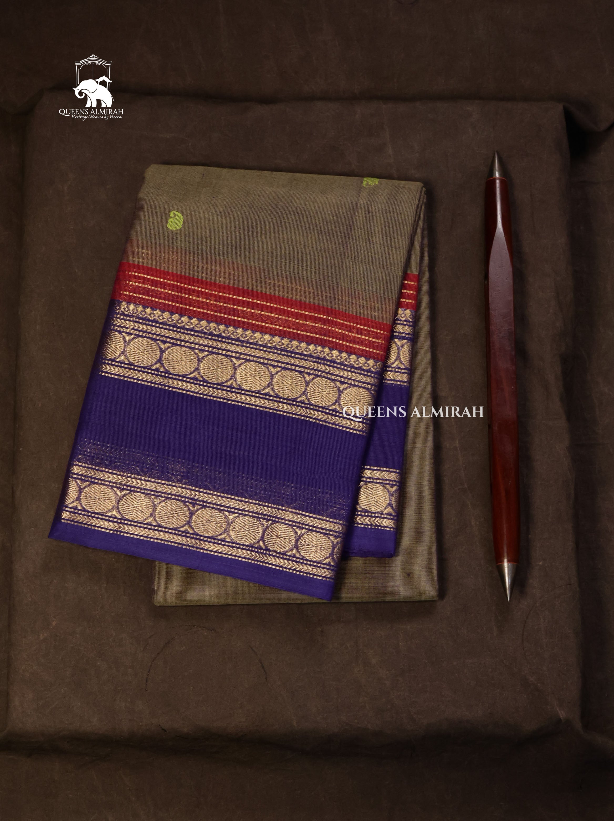 Grey With Blue Kanchi Cotton Saree