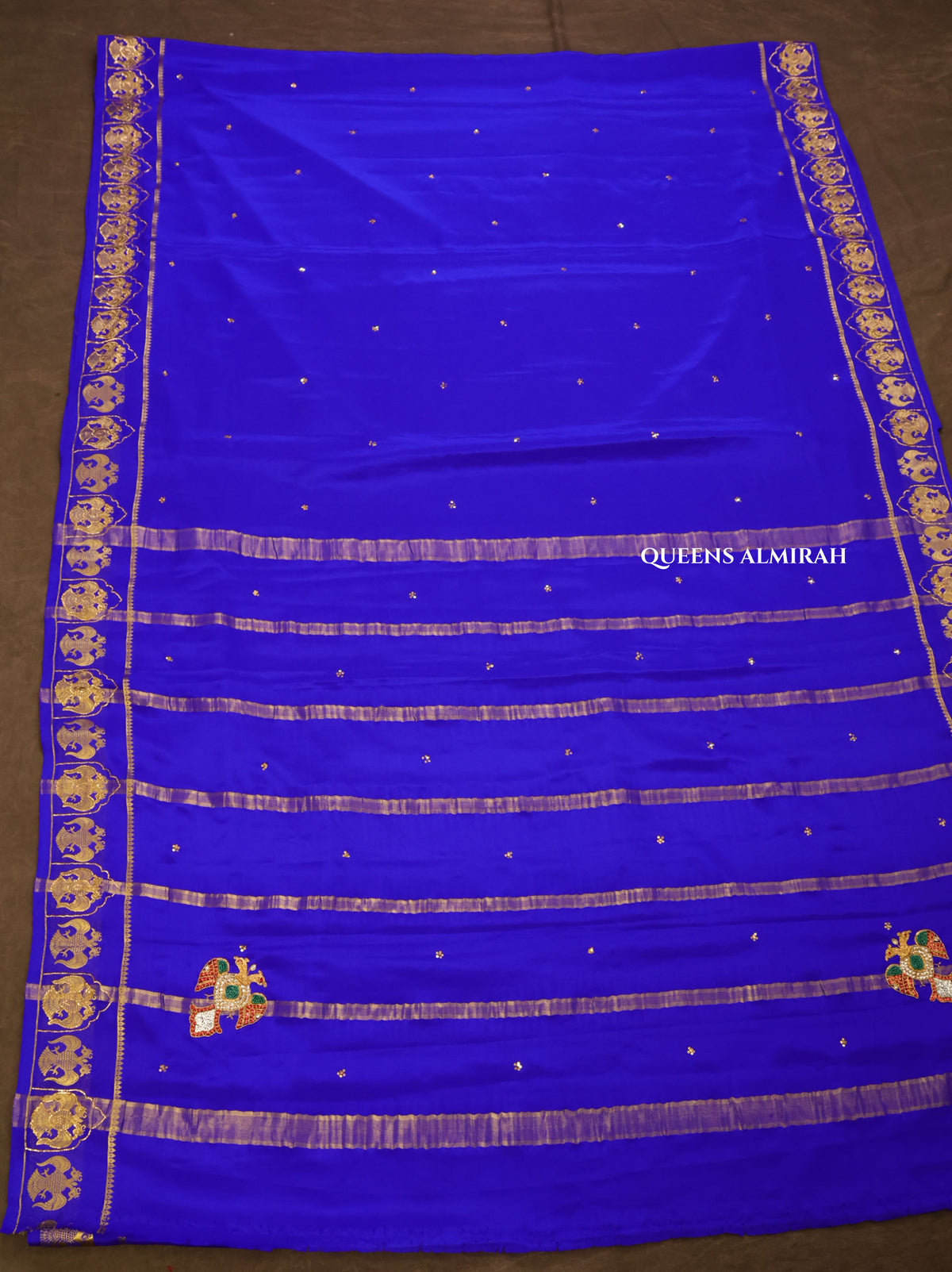 Royal Blue Designer Pure Mysore Silk Saree