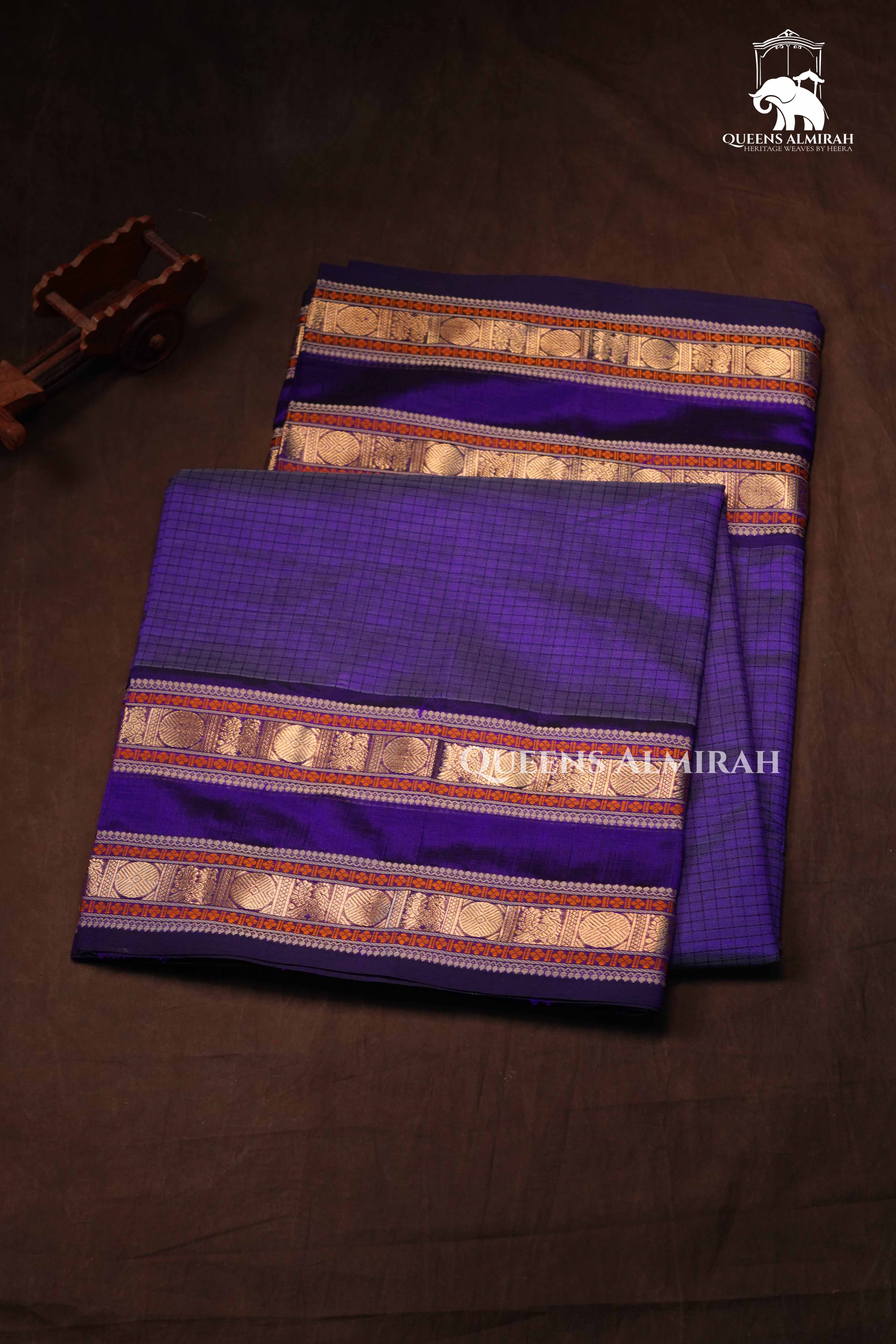 Dark Lavender Karaikudi Chettinad Silk Cotton Saree