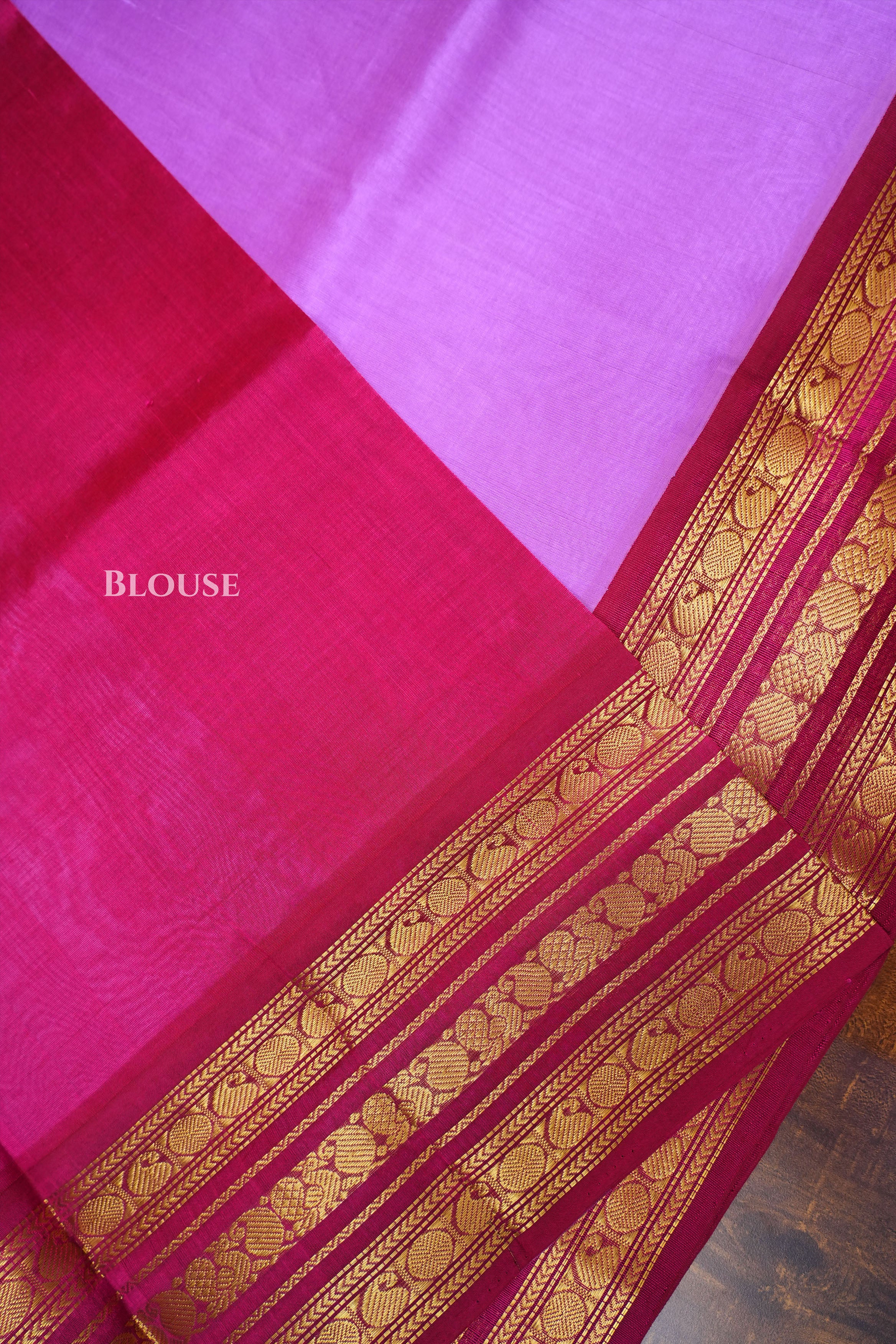 Lavender With Purple  Pure Kanchi Silk Cotton Saree