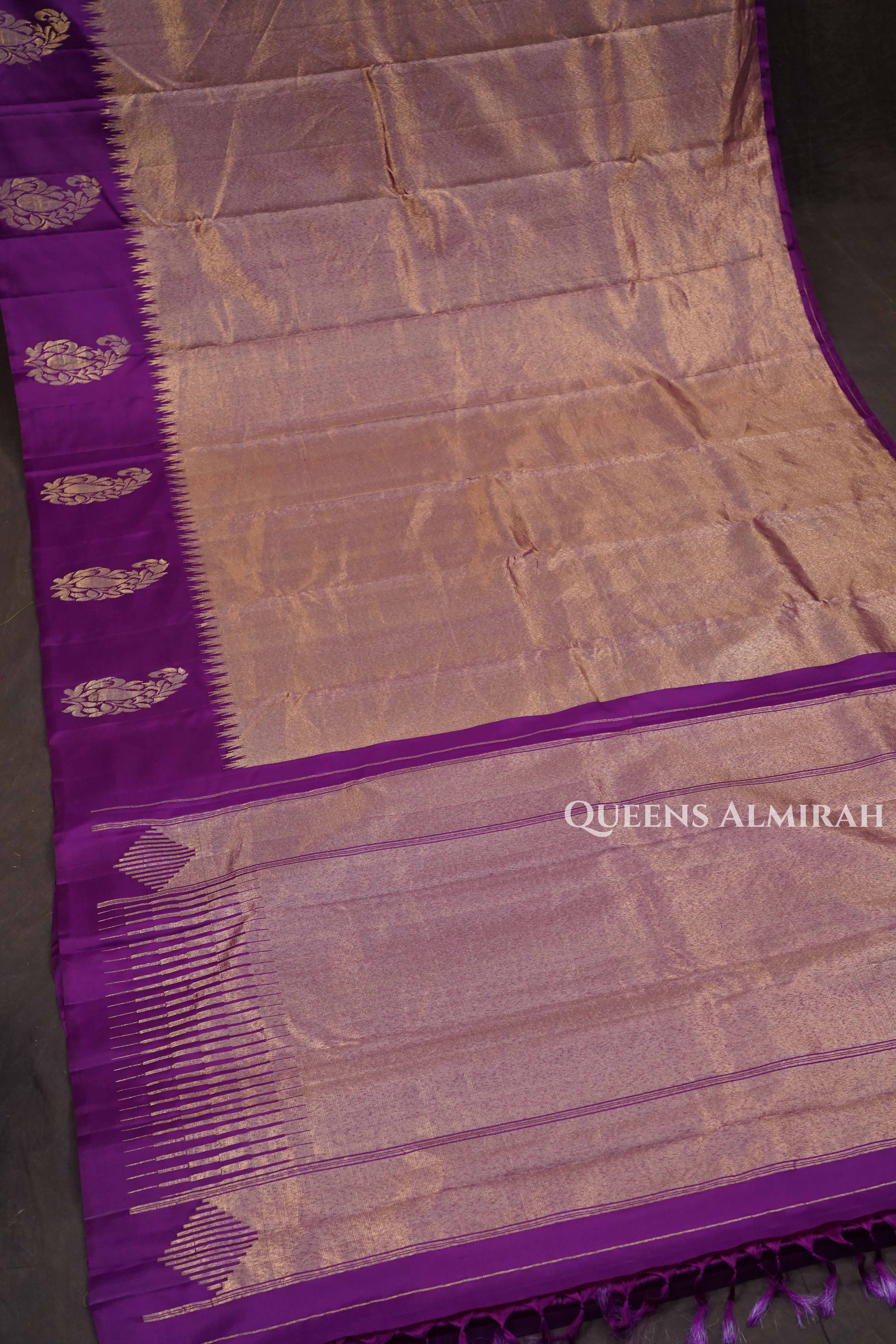 Deep Wine Tissue Pure Kanchivarm Silk Saree