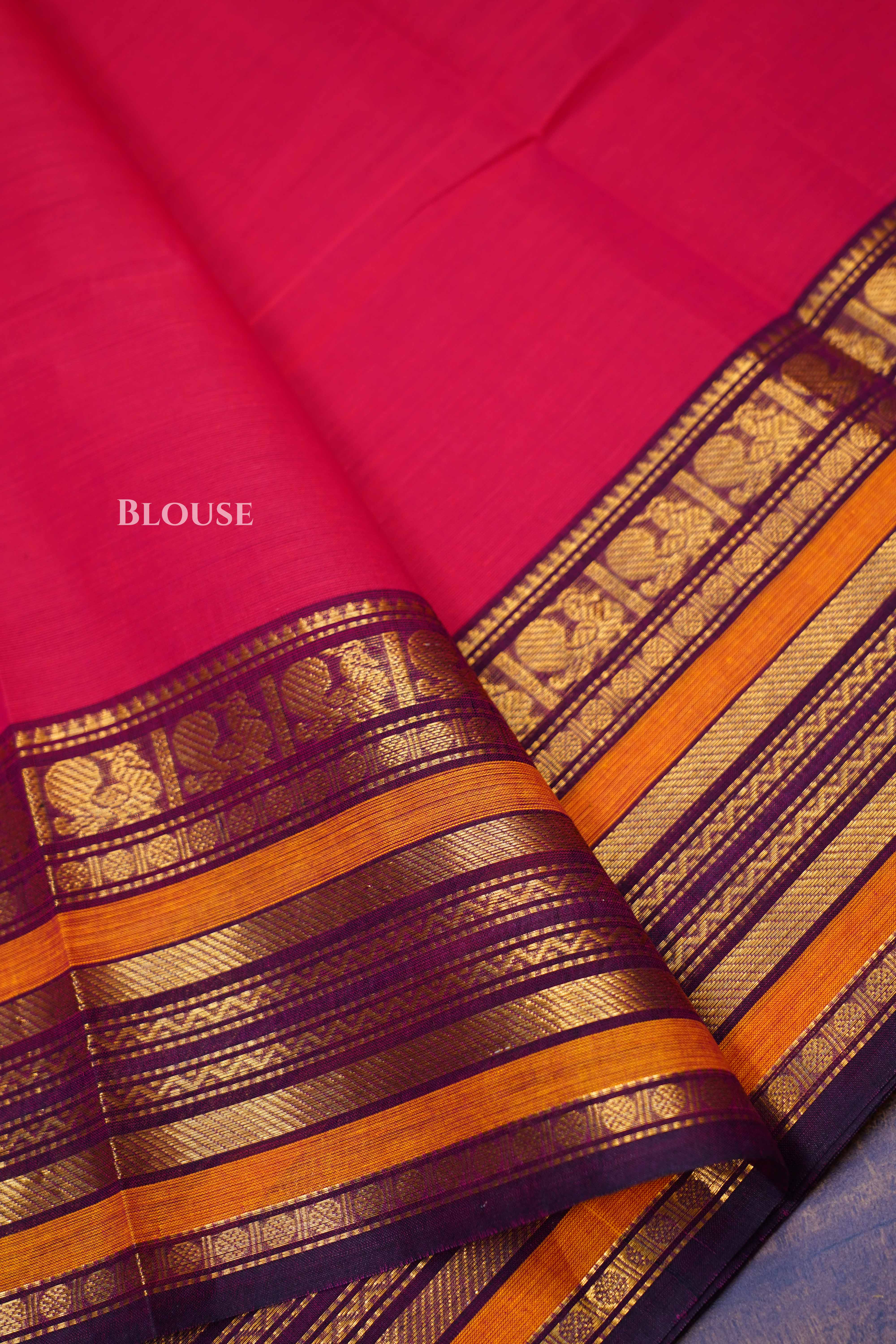 Magenta Pink Kanchi Cotton Saree