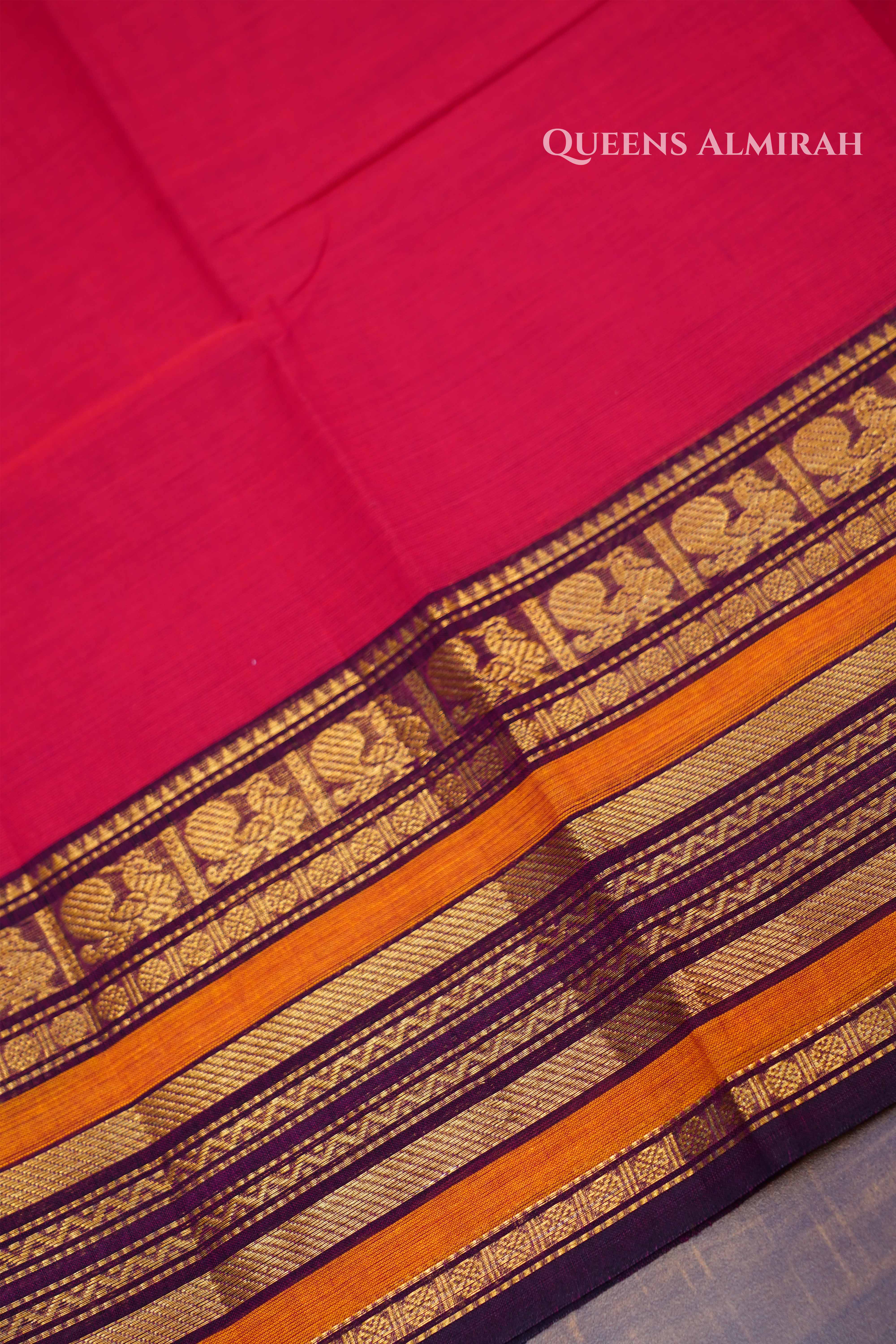 Magenta Pink Kanchi Cotton Saree