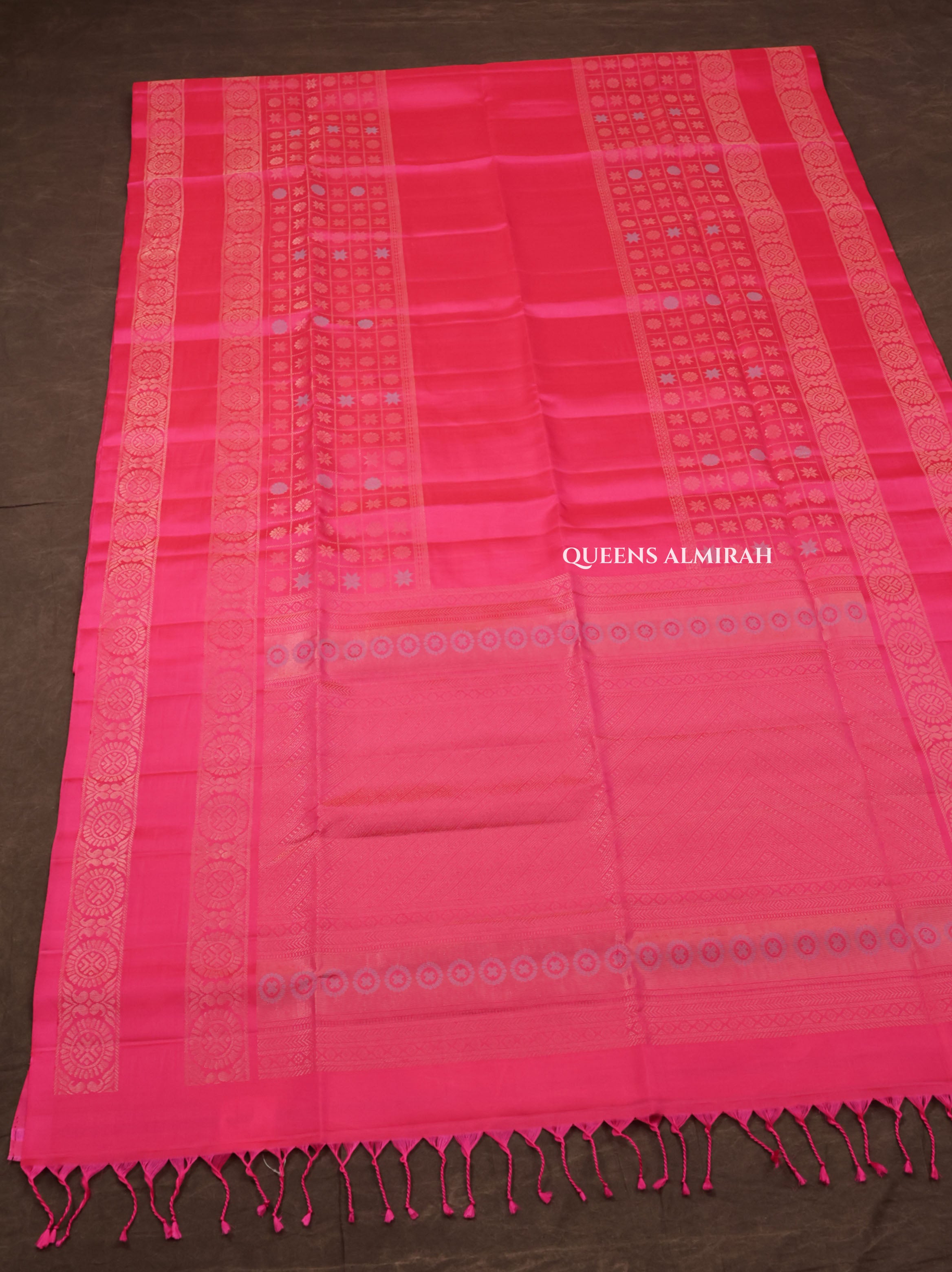 Dragon Fruit Pink Athangudi Inspired Pure Soft Silk Saree