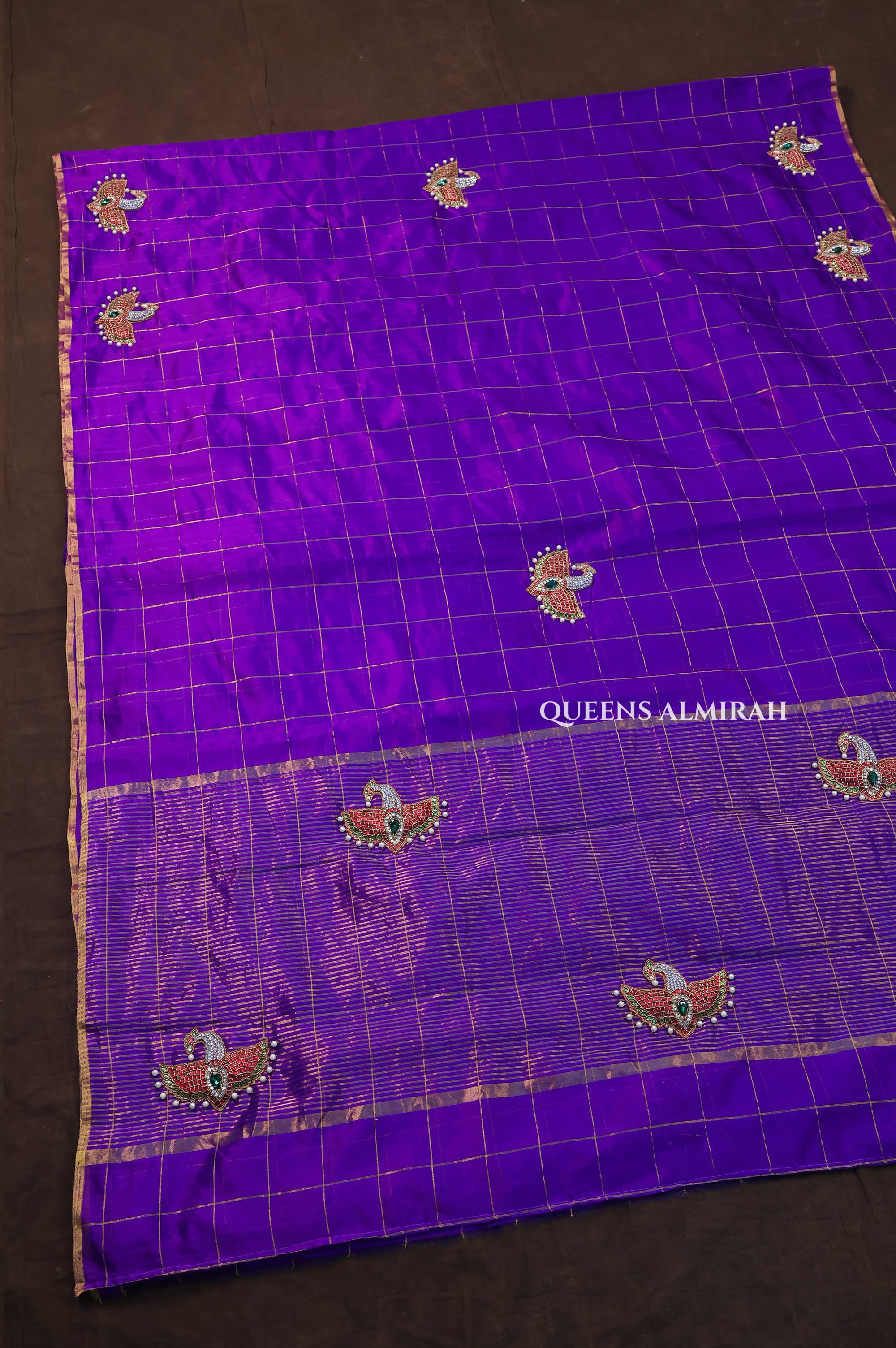 Purple Maya Pakshi Designer Pure Chanderi Silk Saree