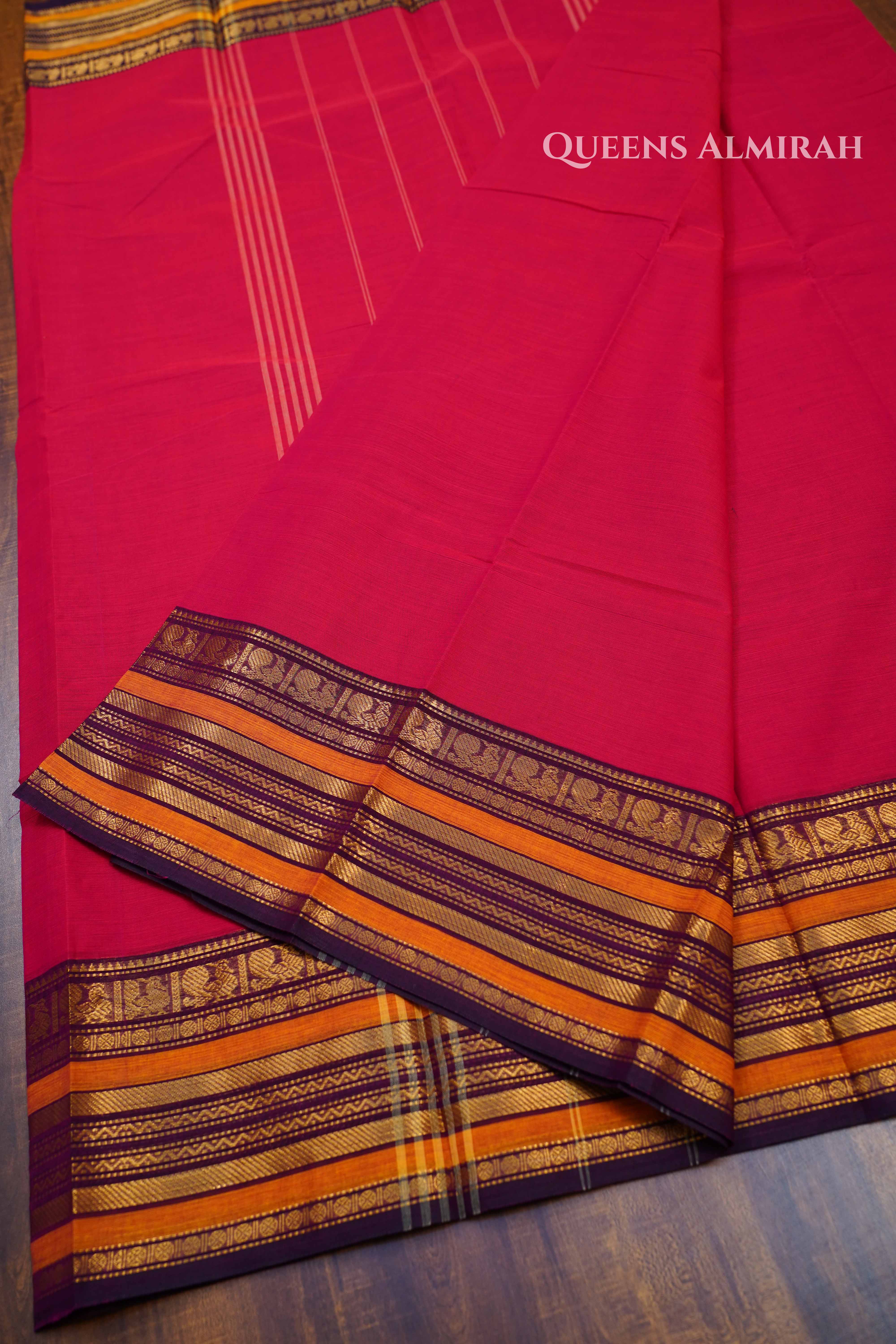 Magenta Pink Kanchi Cotton Saree