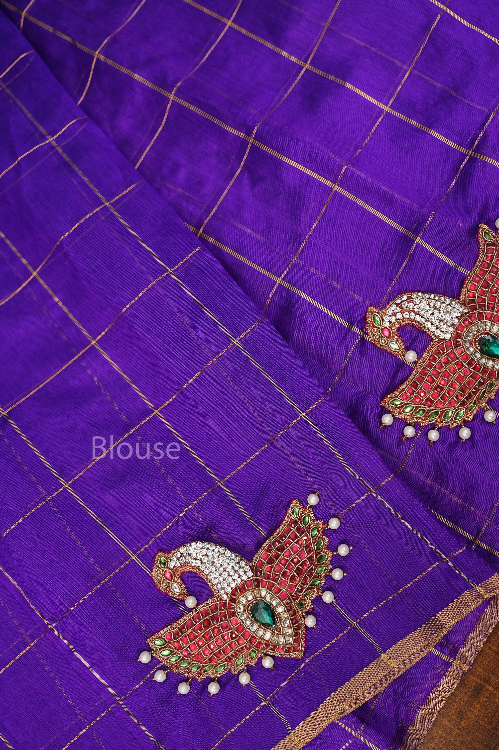 Purple Maya Pakshi Designer Pure Chanderi Silk Saree