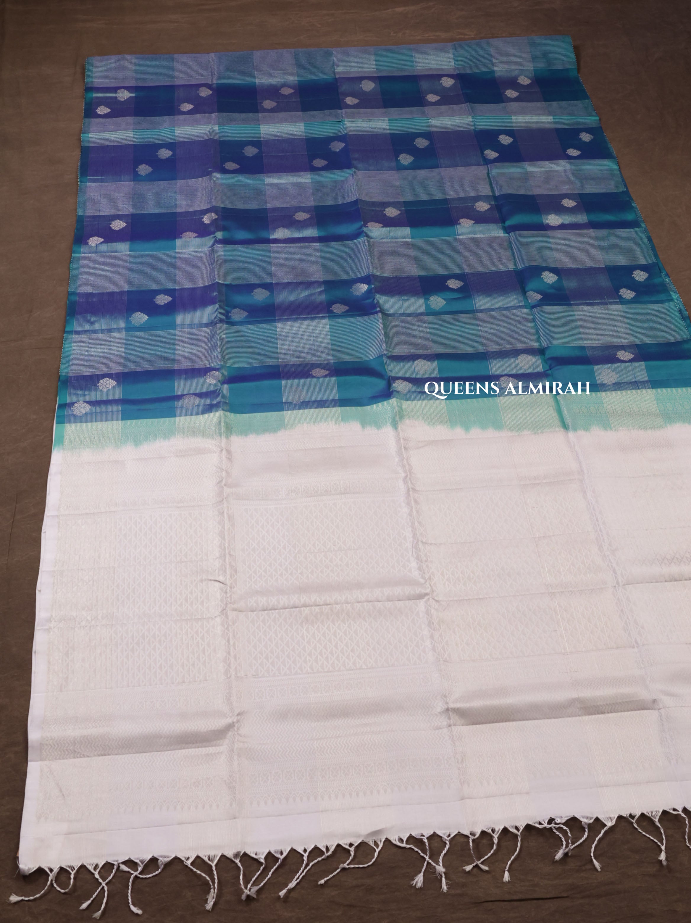 Peacock Blue Vairaoosi Kattam Pure Soft Silk Saree