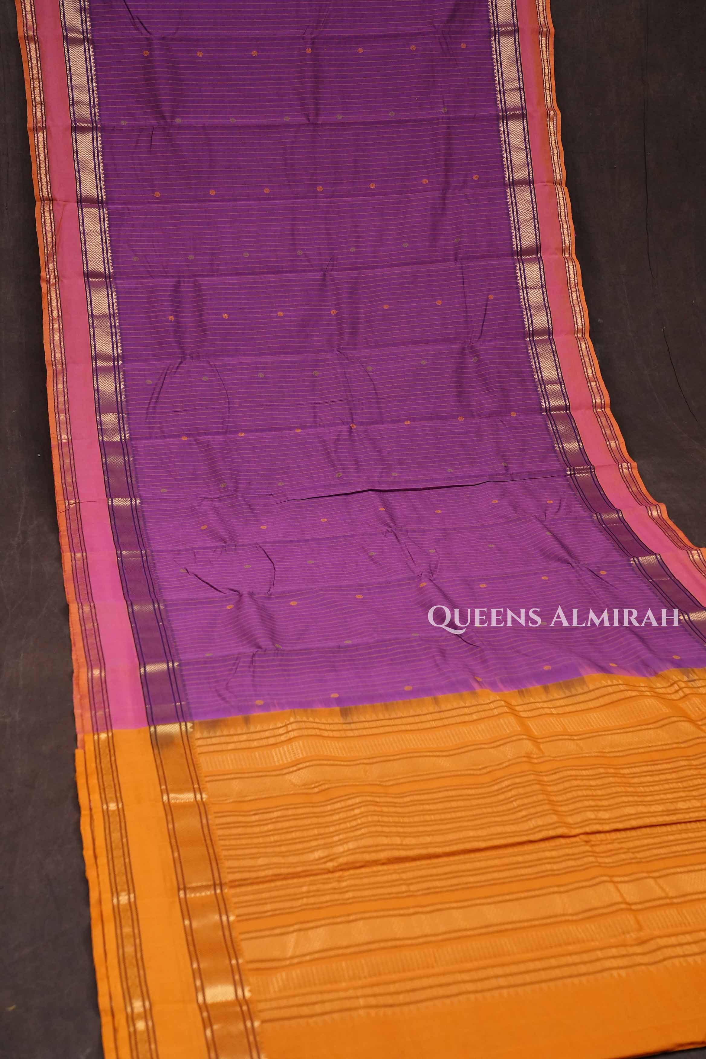 Purple With Orange Budget Silk Cotton Saree