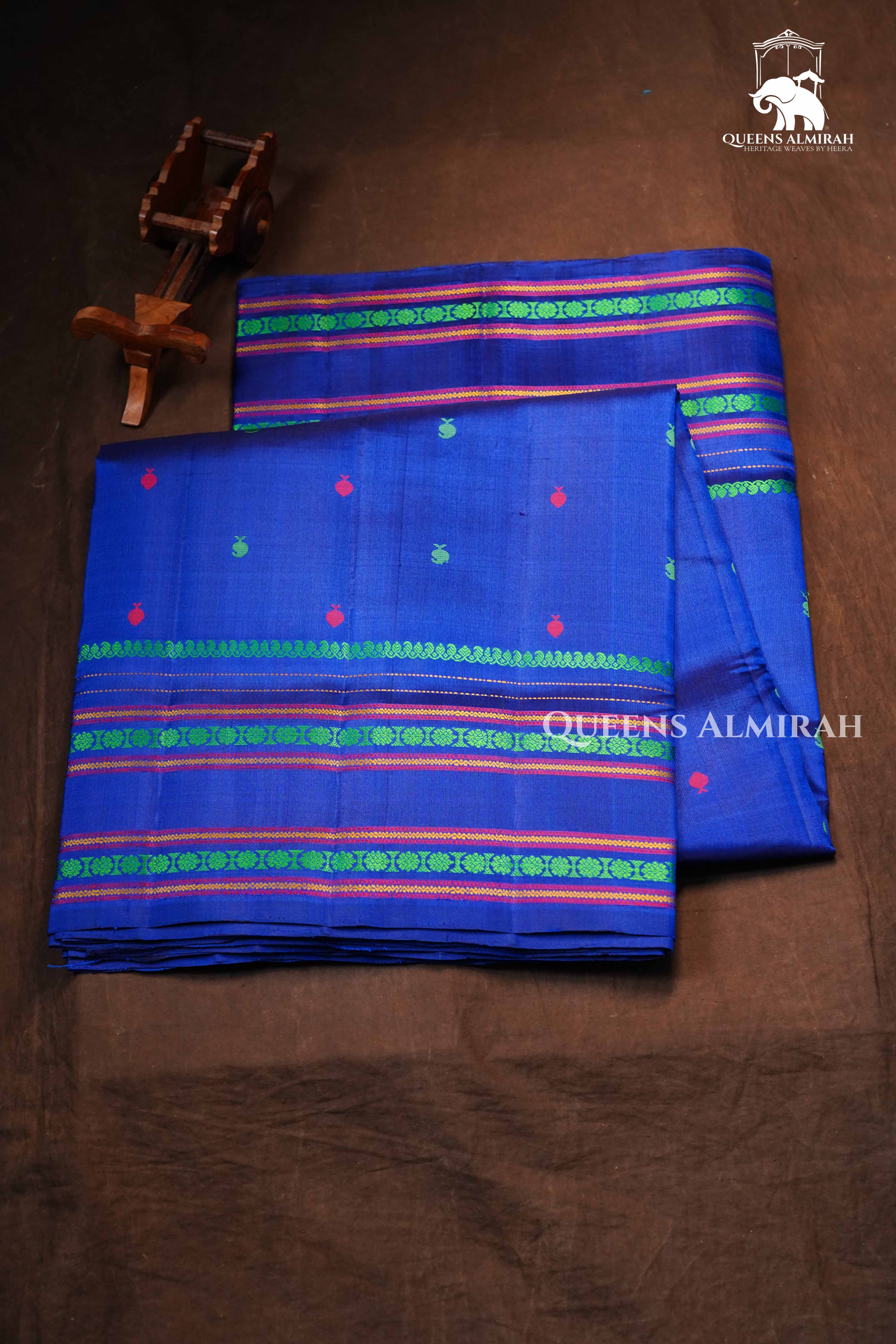Ink Blue Pure Soft Silk Saree