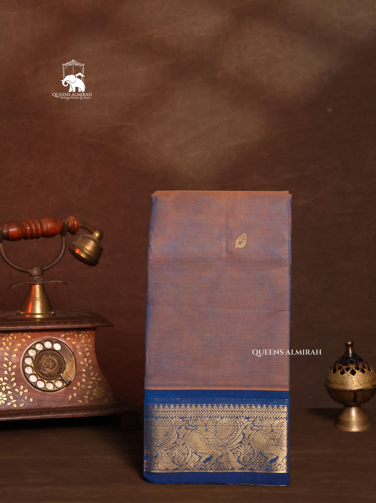 Grey With Blue Kanchi Cotton Saree