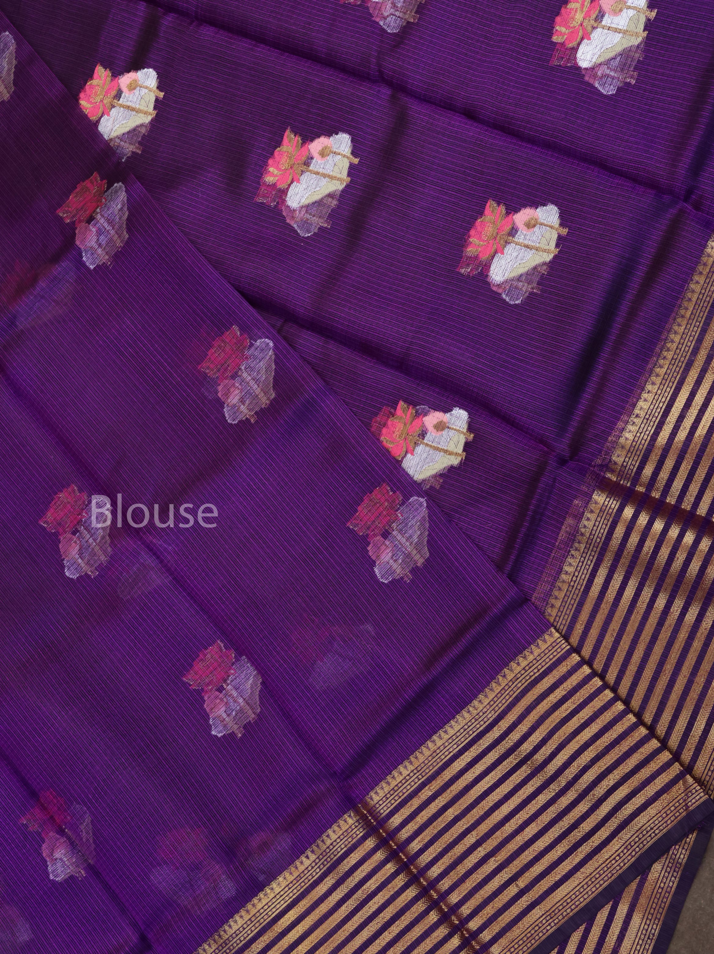 Purple With Varisapet Border Pure Kota Silk Saree