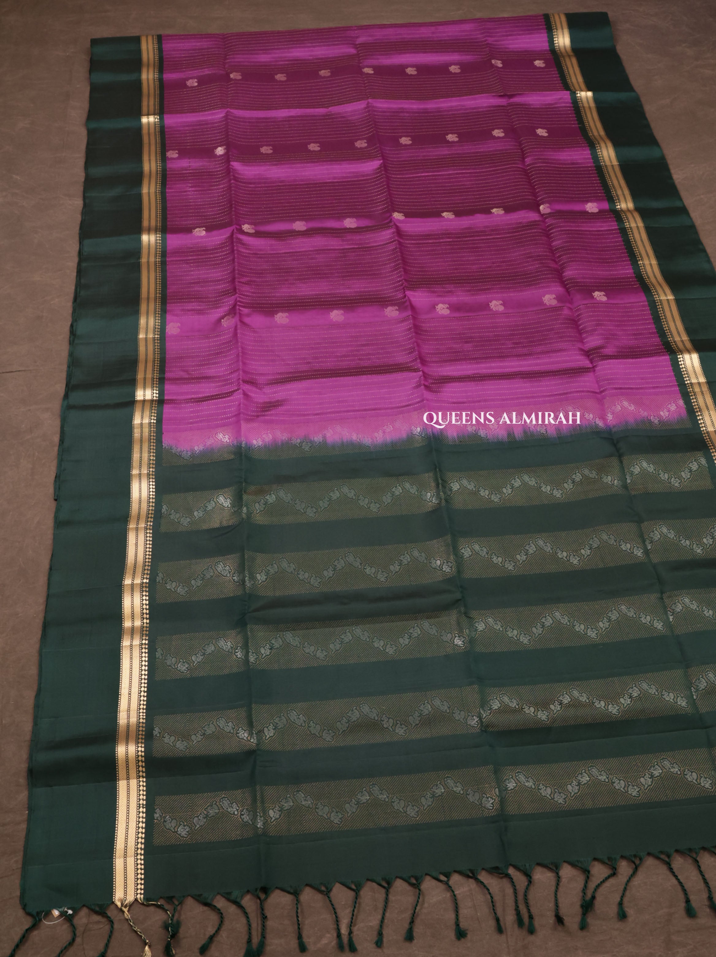 Vadamalli Purple With Green Pure Soft Silk Saree