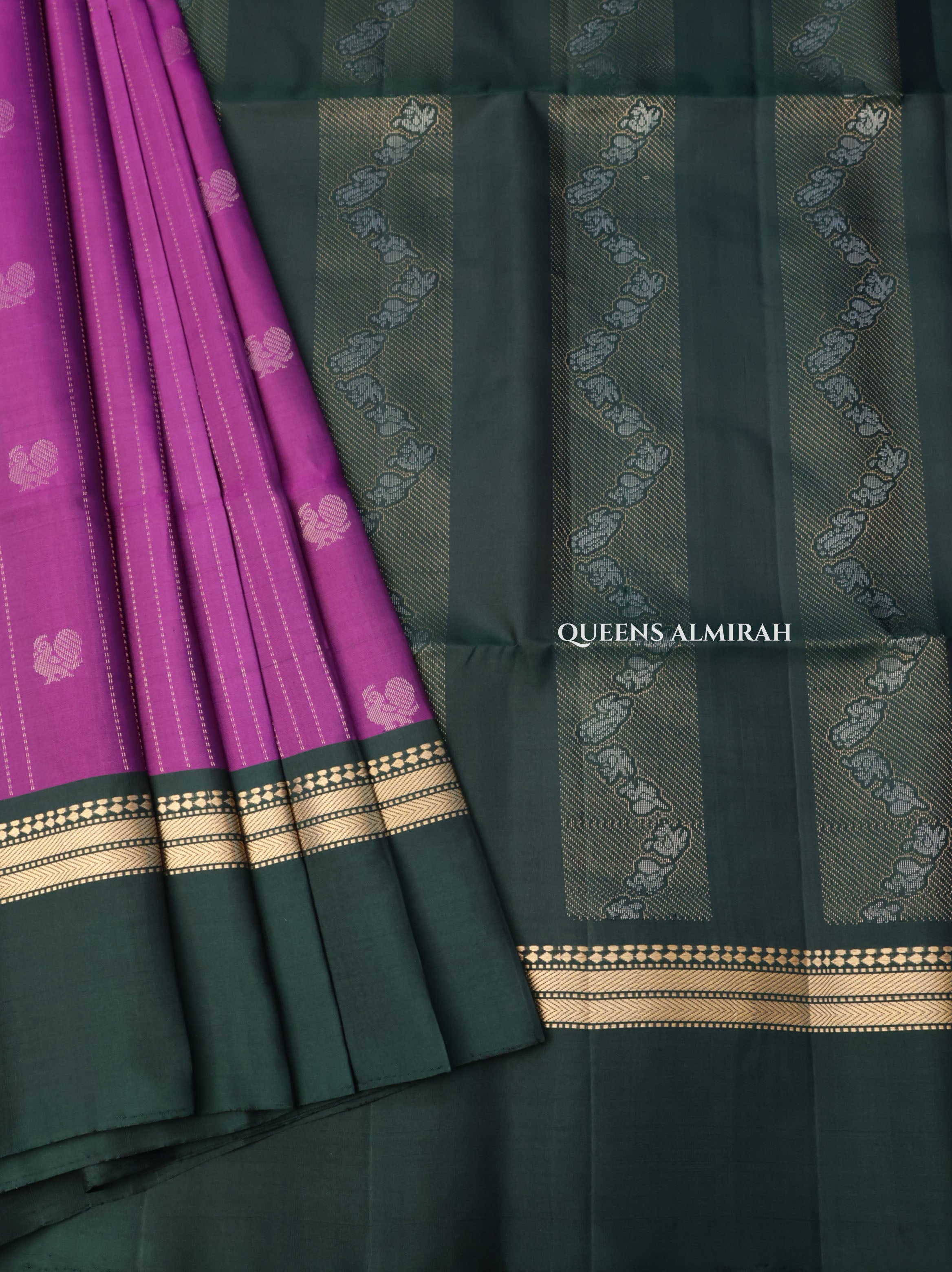 Vadamalli Purple With Green Pure Soft Silk Saree