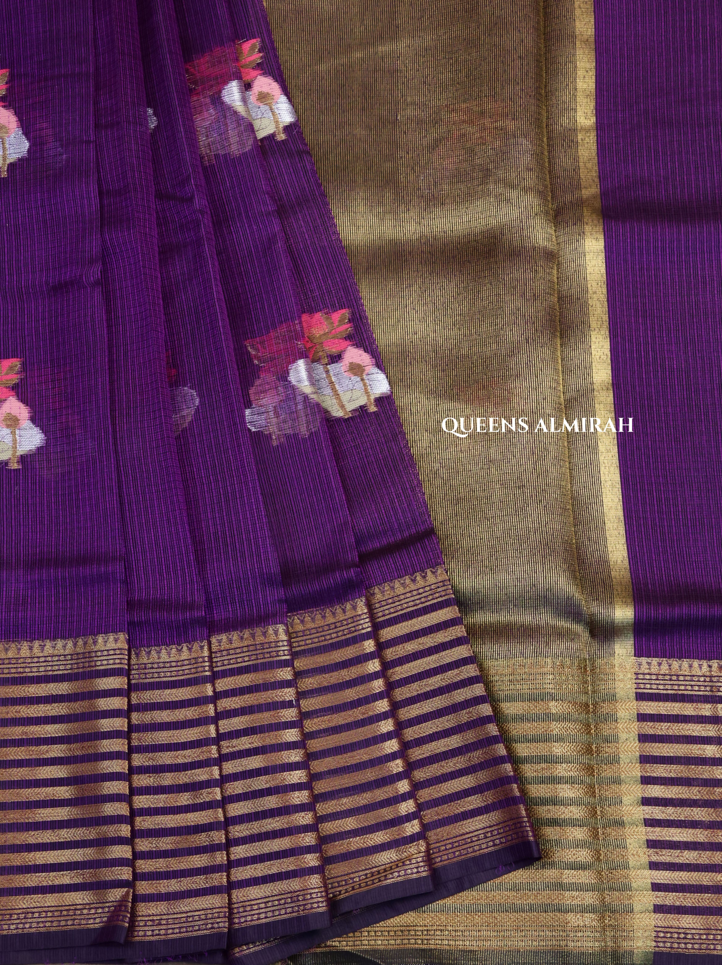 Purple With Varisapet Border Pure Kota Silk Saree