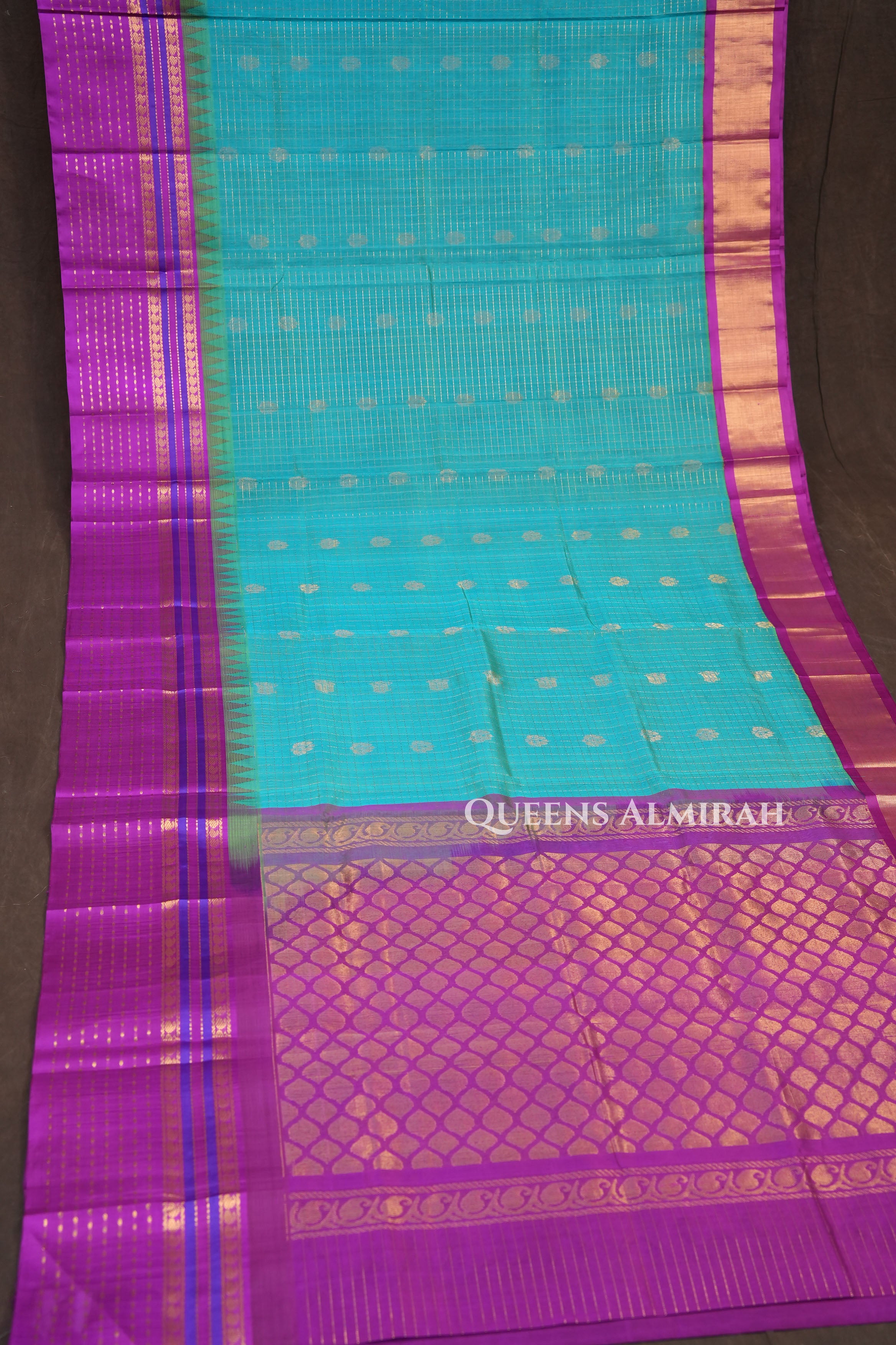 Blue With Purple Pure Kanchi Silk Cotton Saree