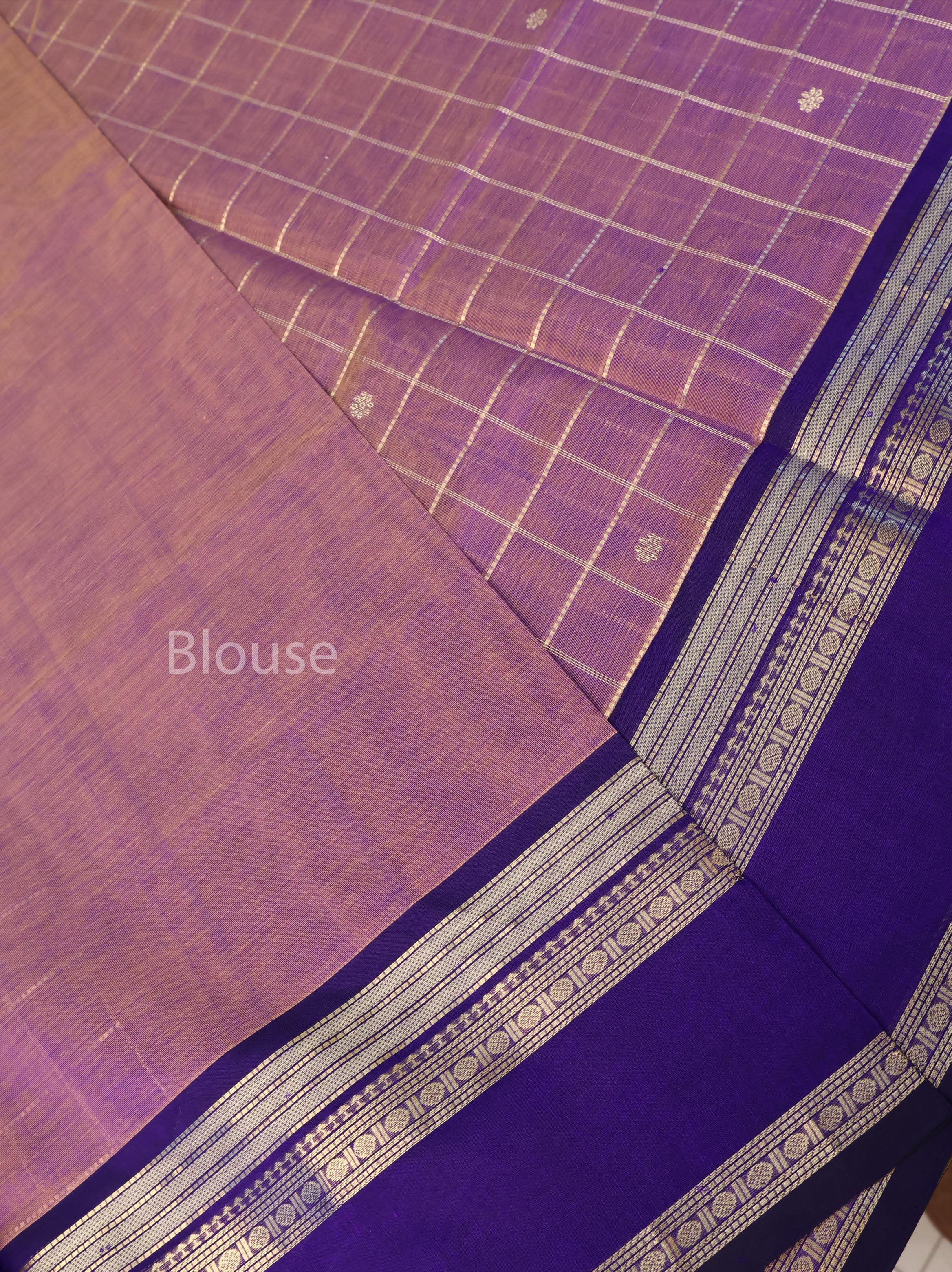 Dusky Pink With Blue Chettinad Silk Cotton Saree