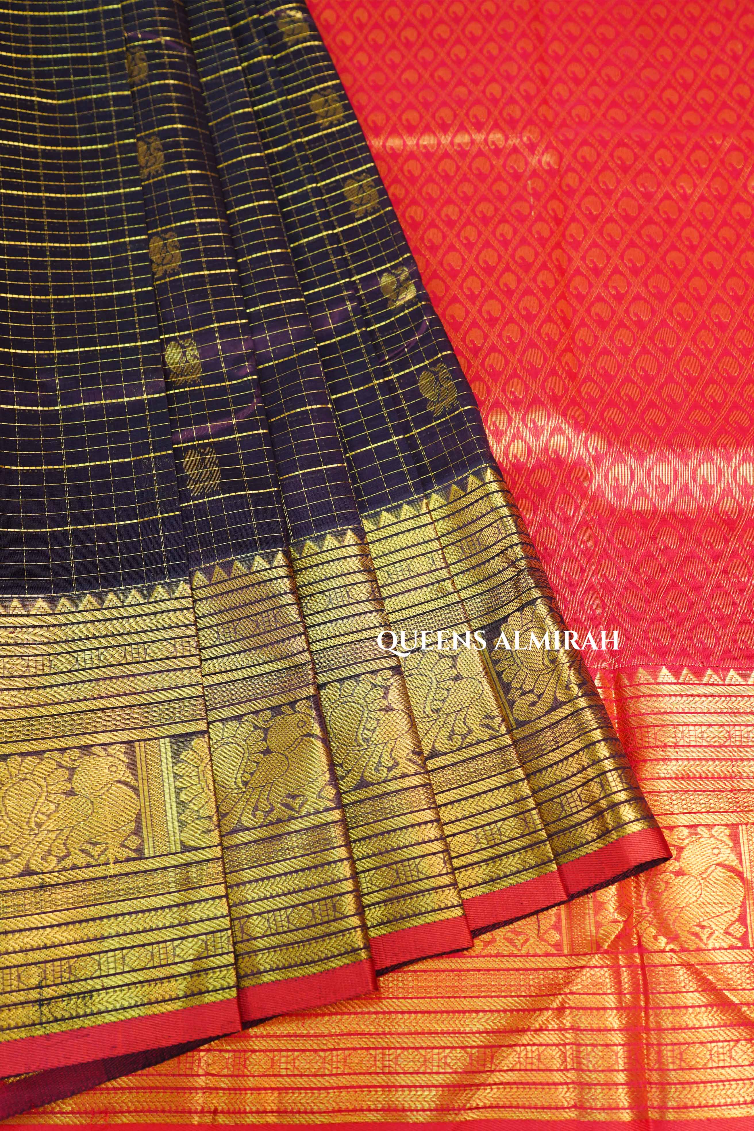 Cocoa Bean With Red Pure Kanchi Silk Cotton Saree