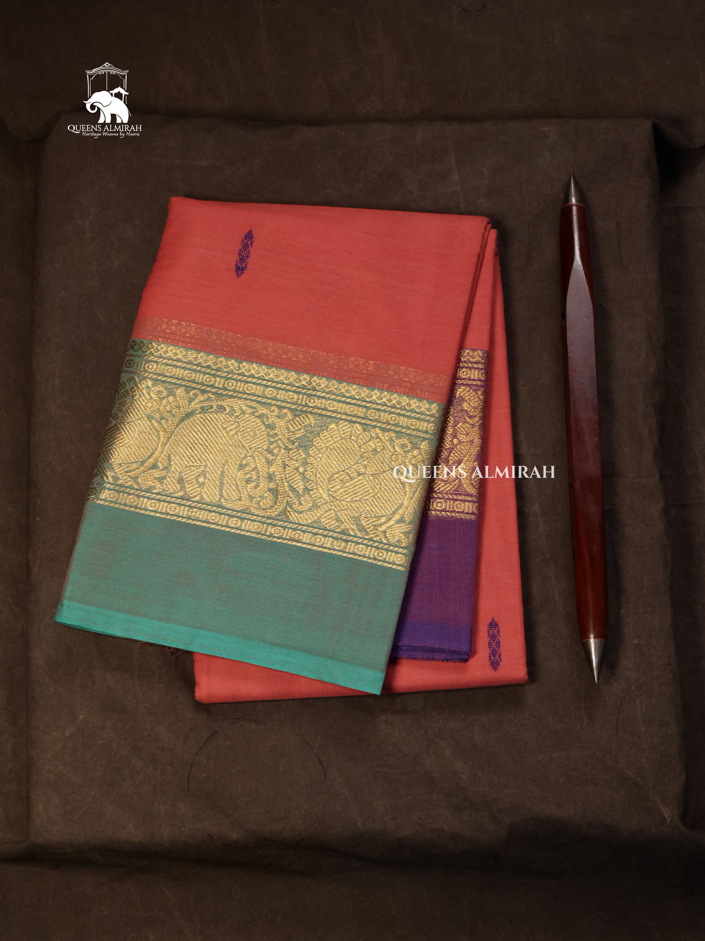 Orange With Ganga Jamuna Kanchi Cotton Saree