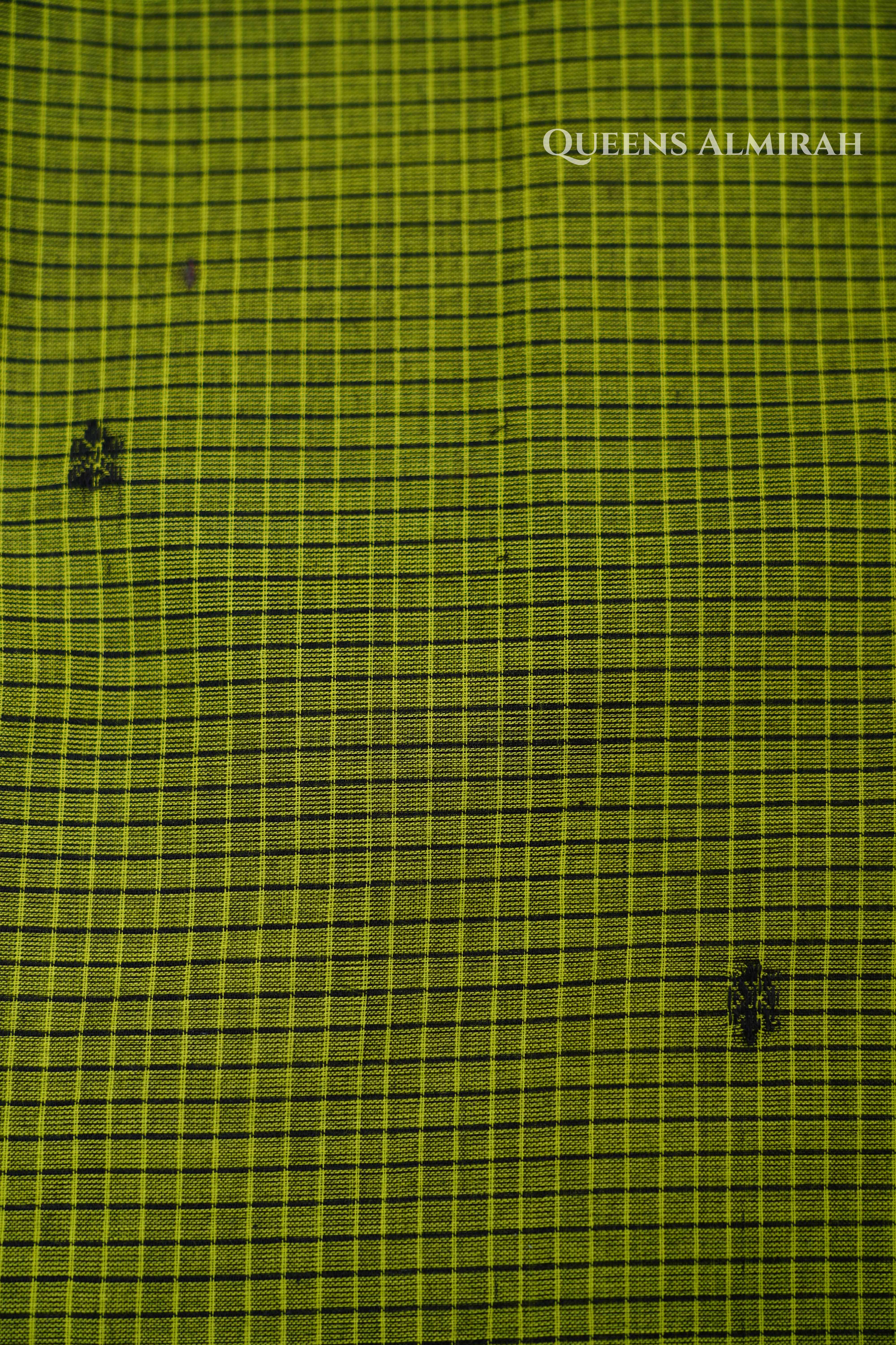 Avocado Green With Black Kanchi Cotton Saree