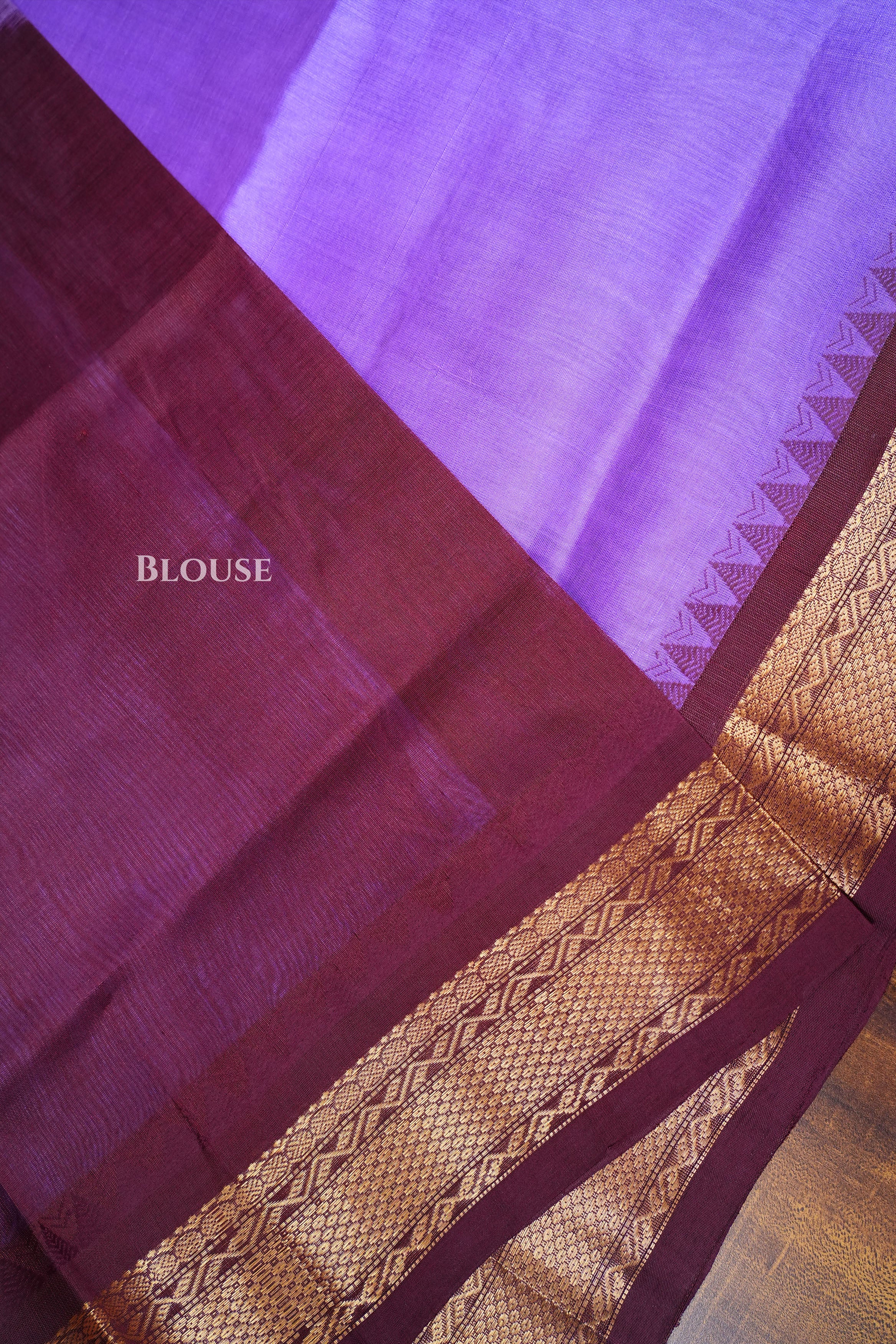 Laveder With Cocoa Bean Pure Kanchi Silk Cotton Saree