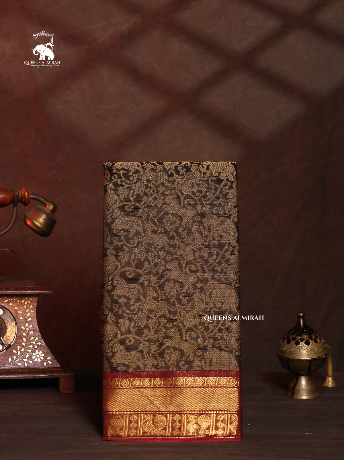 Black Vanasingaram Kanchi Cotton Saree