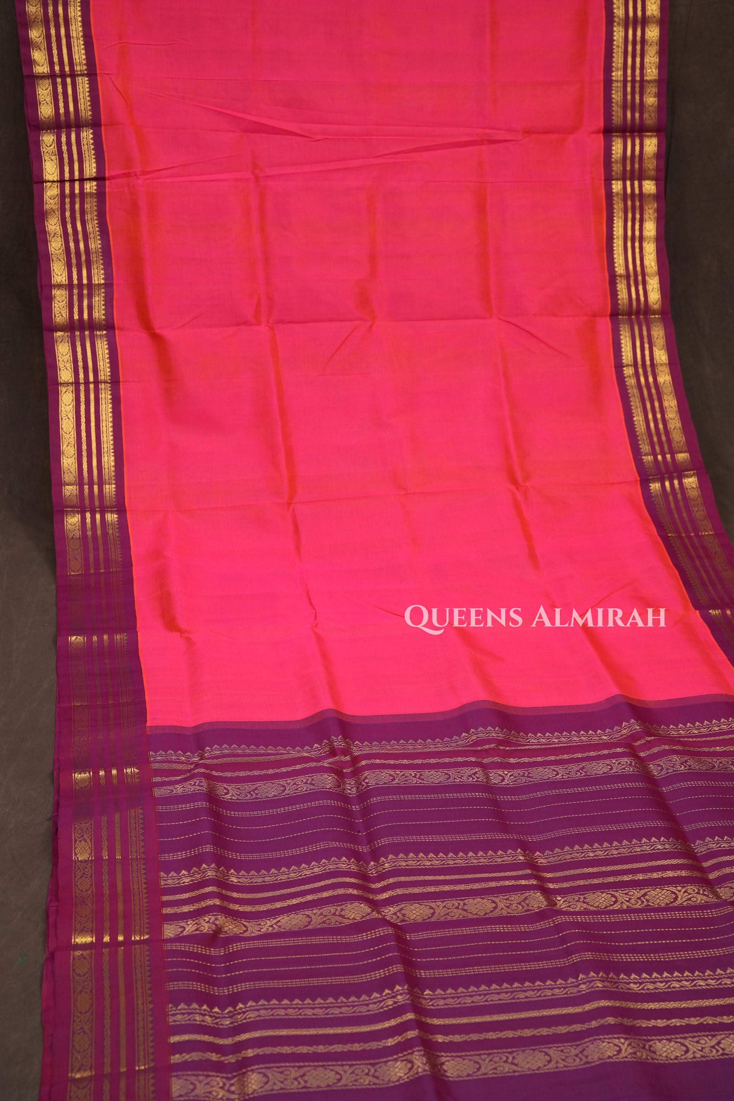 Pink With Purple Pure Kanchi Silk Cotton Saree
