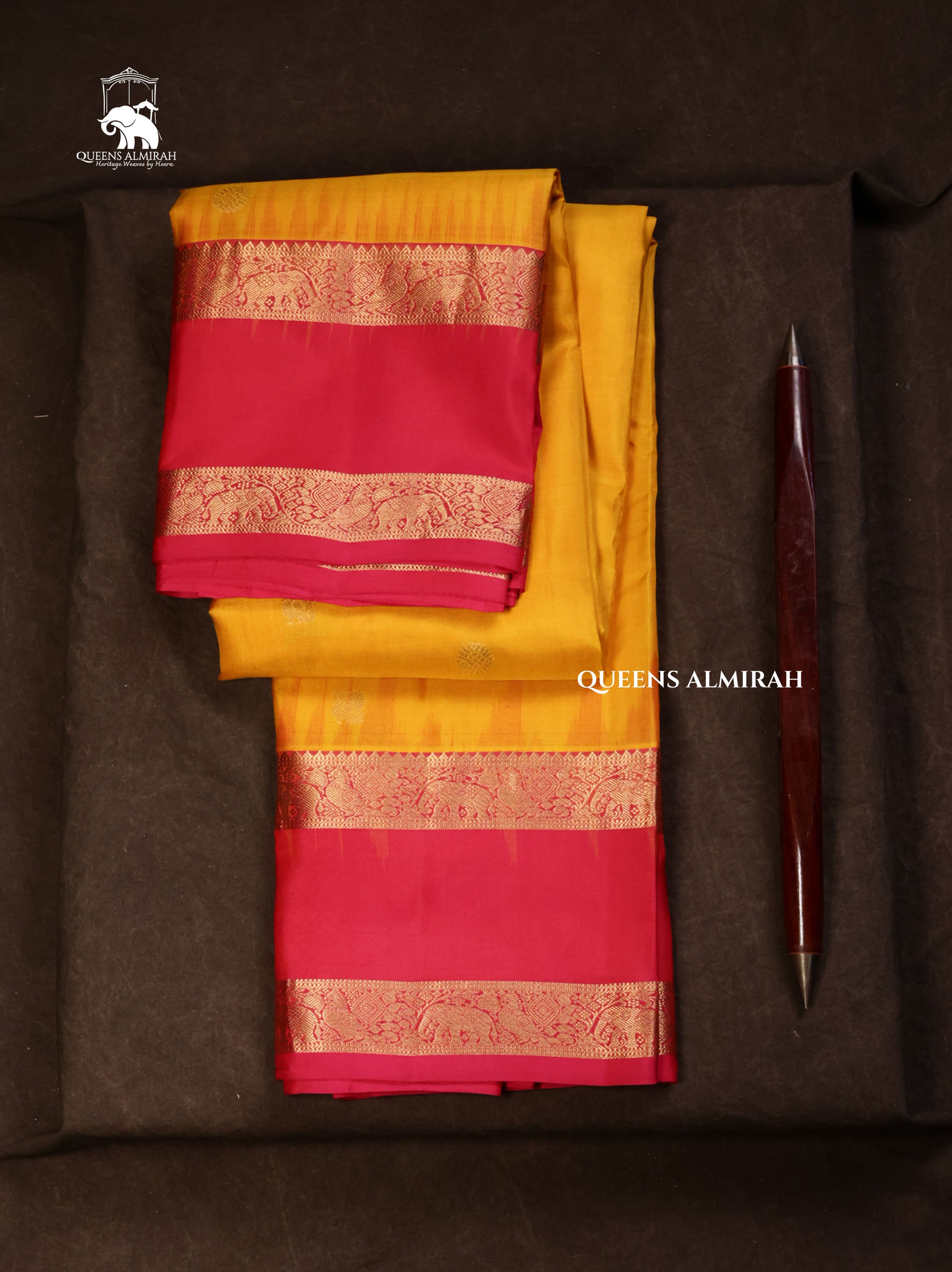Mango Yellow With Red Pure Kanchivaram Silk Saree