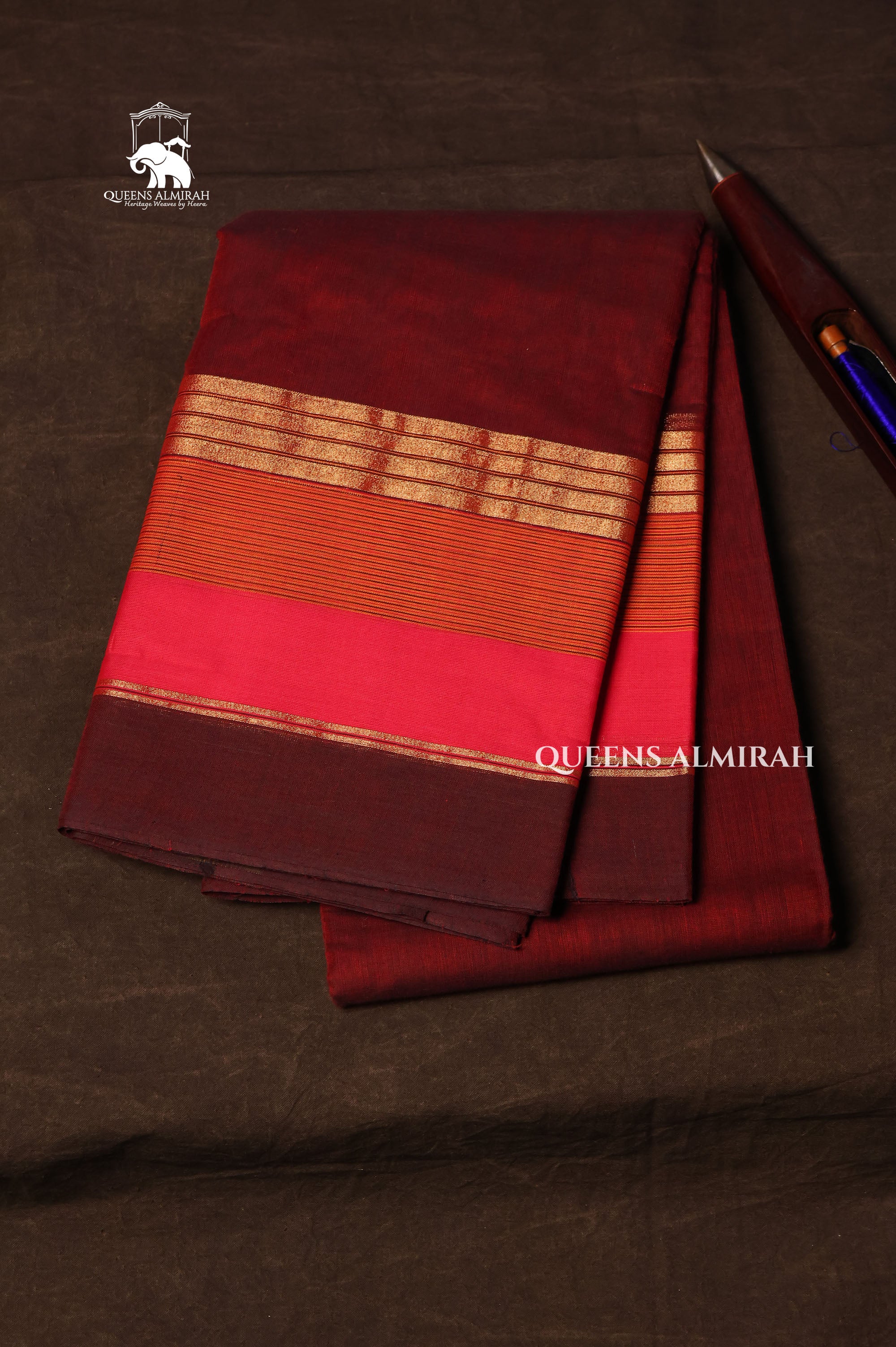 Maroon  Chettinad Cotton Saree