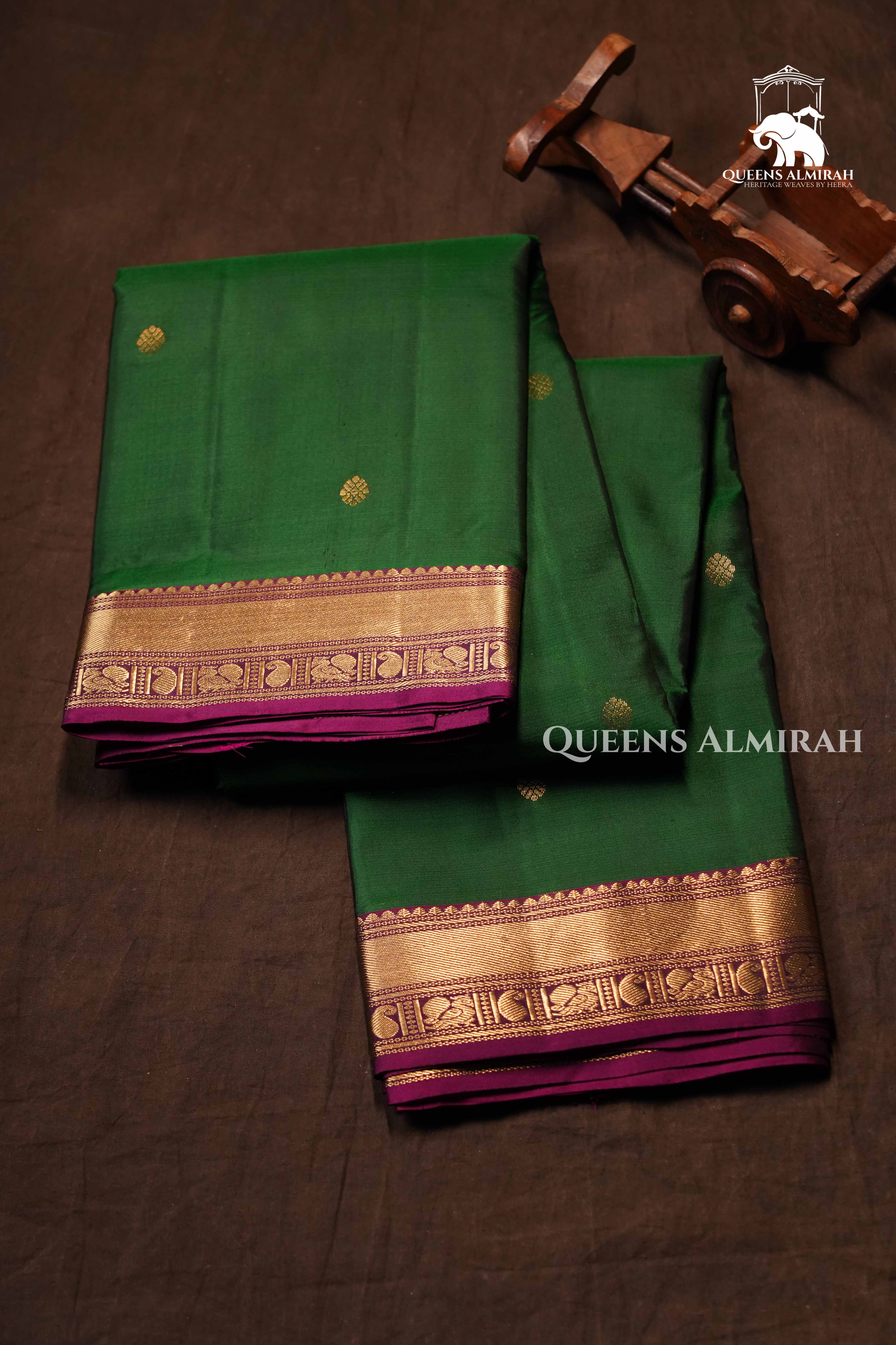 Meenakshi Green With Pink Pure Kanchivaram Silk Saree