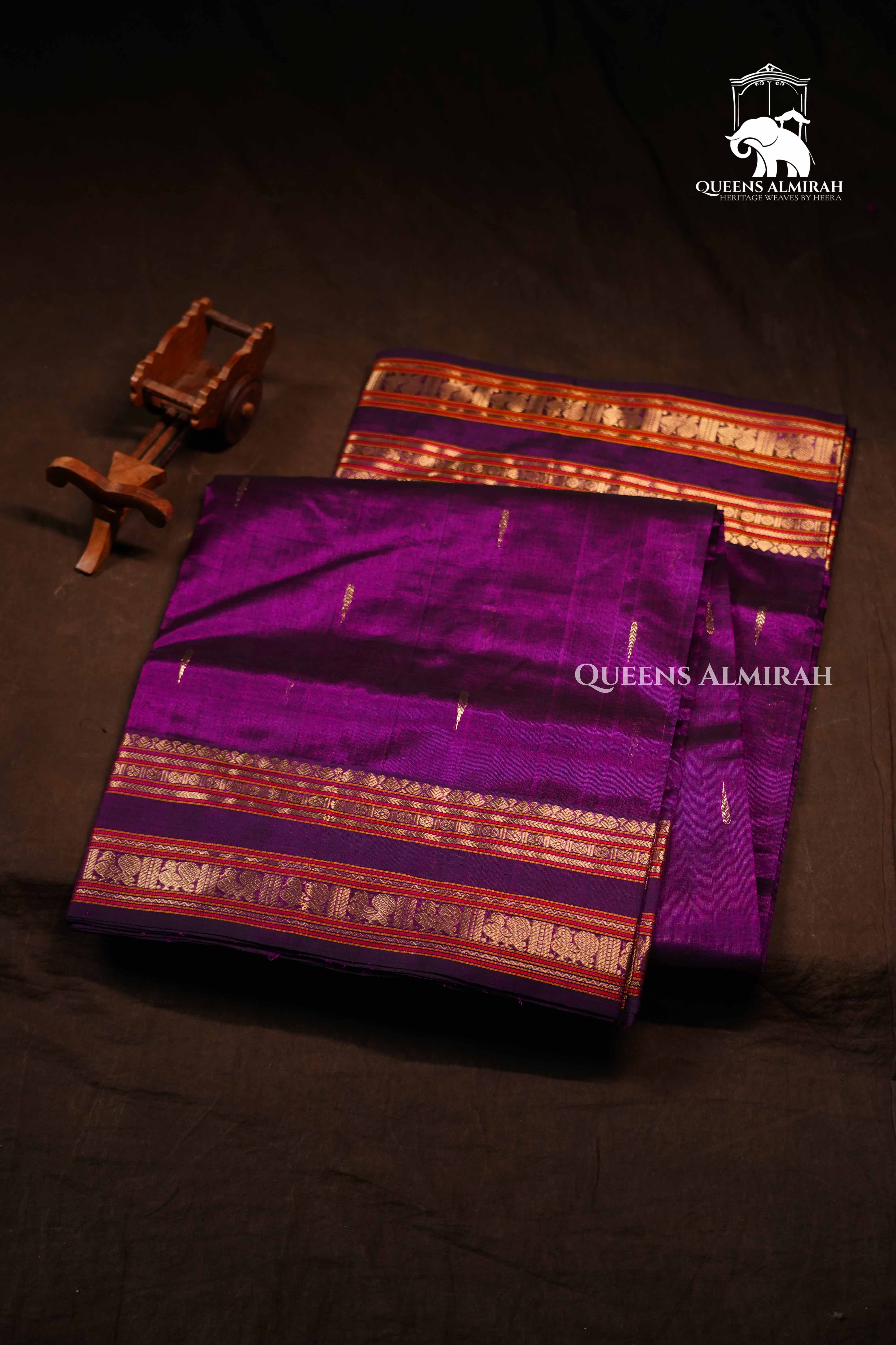 Purple-Karaikudi Chettinad Silk Cotton Saree