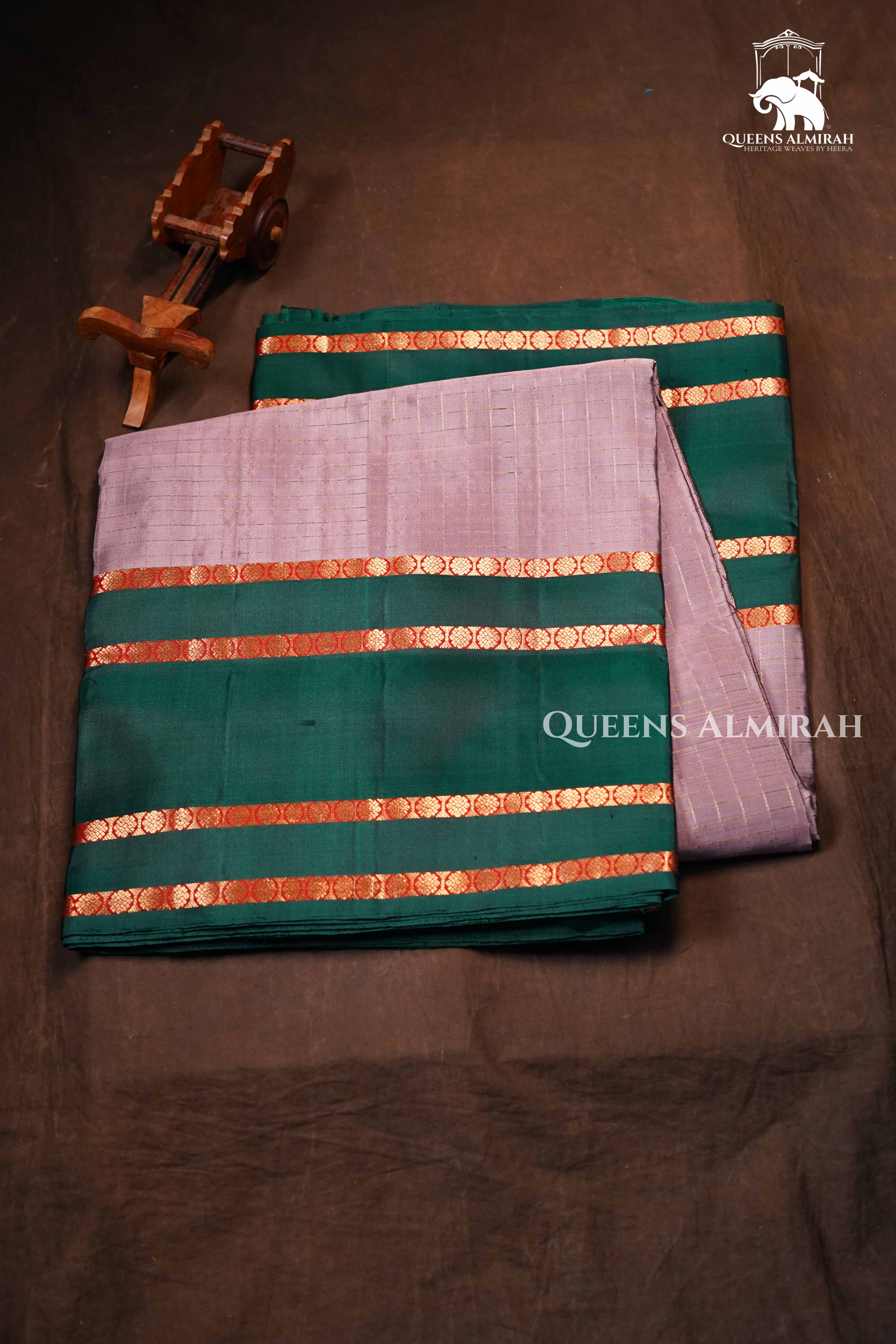 Pastel Purple With Green Pure Soft Silk Saree